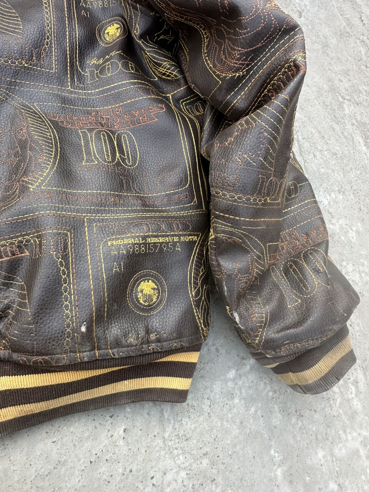 Pelle Pelle Vintage Y2K Raw Blue “Bank Roll Crew” Leather Jacket Size US XL / EU 56 / 4 - 12 Thumbnail