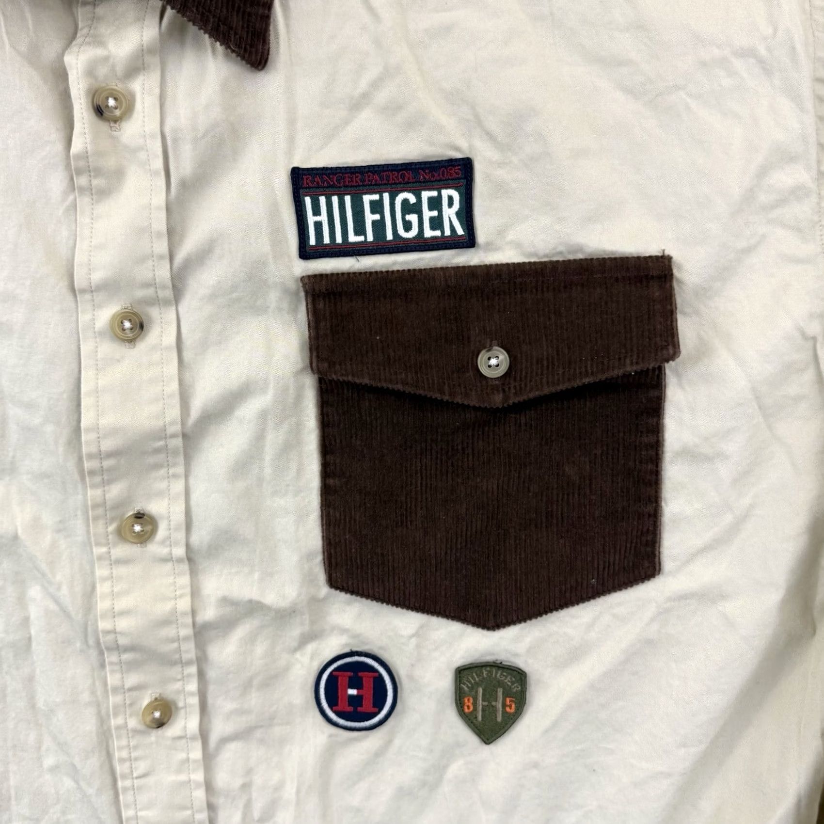 Tommy Hilfiger VINTAGE Tommy Hilfiger Shirt Mens 2XL Expedition Patrol Ranger Long Sleeve Y2K Beige Cotton Blend Button-Up Size US XXL / EU 58 / 5 - 4 Thumbnail