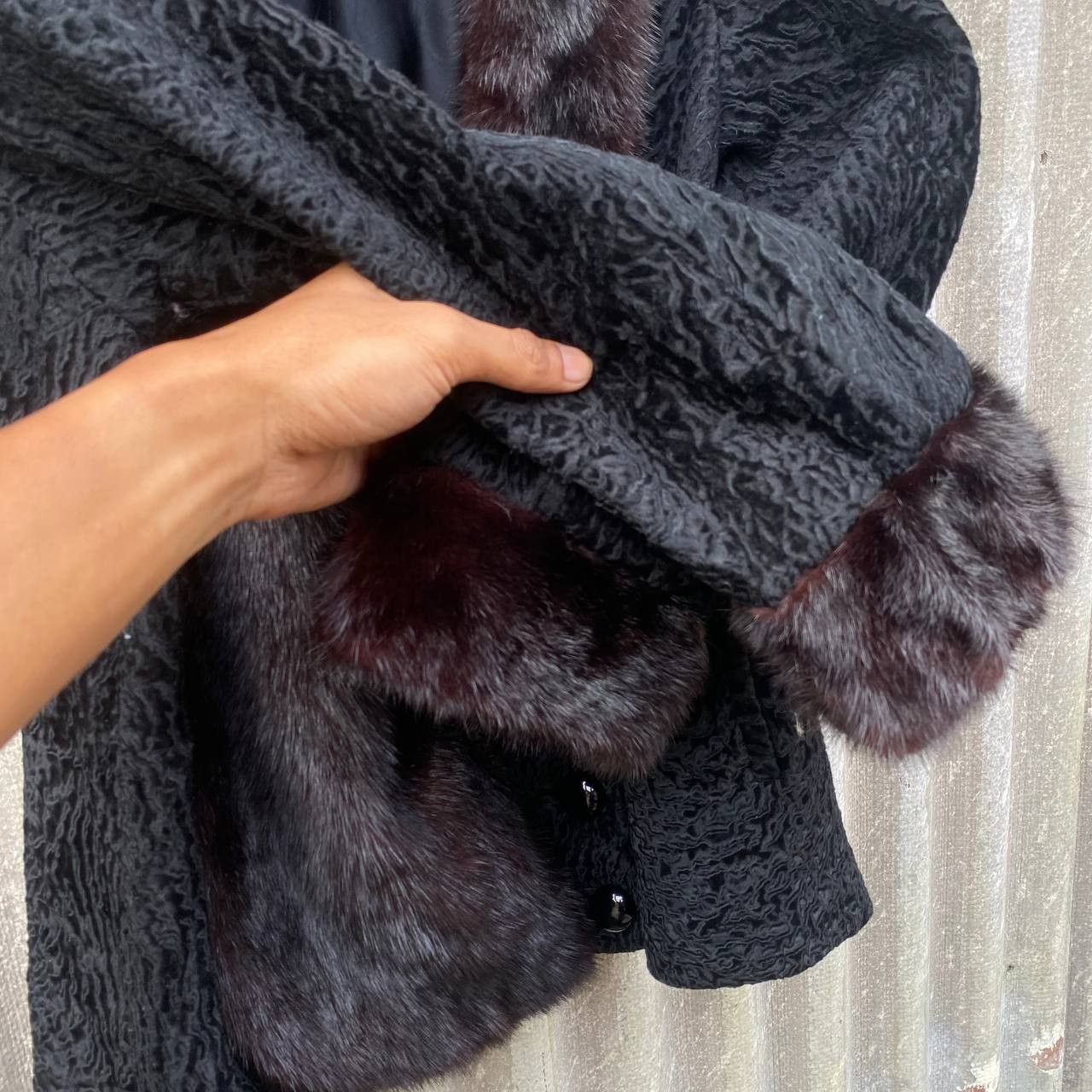 If Six Was Nine Rare Vintage Fur Black Lambswool Coat Cardigan Size M / US 6-8 / IT 42-44 - 5 Thumbnail