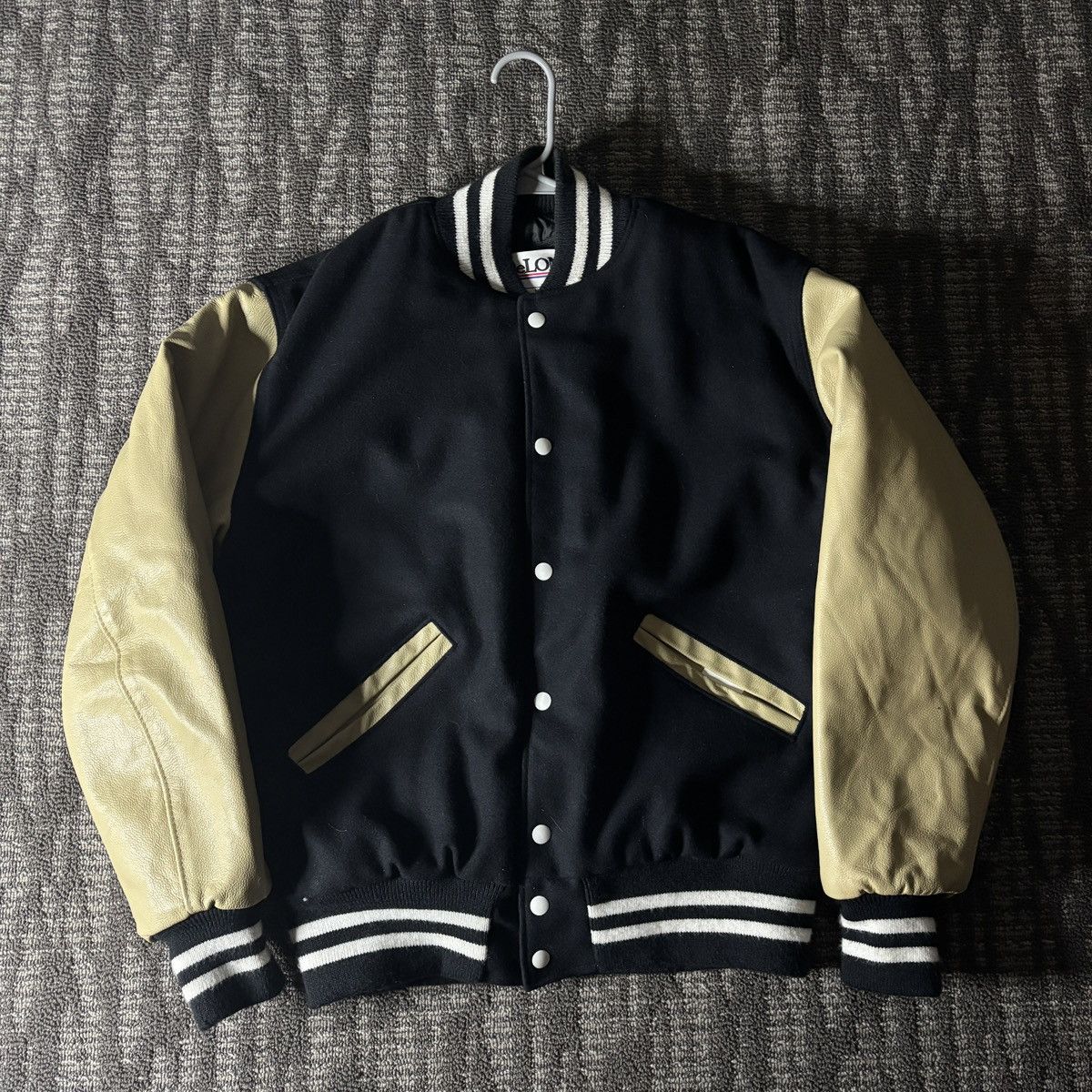 Delong × Vintage Black and cream vintage blank Delong varsity jacket Size US M / EU 48-50 / 2 - 1 Thumbnail