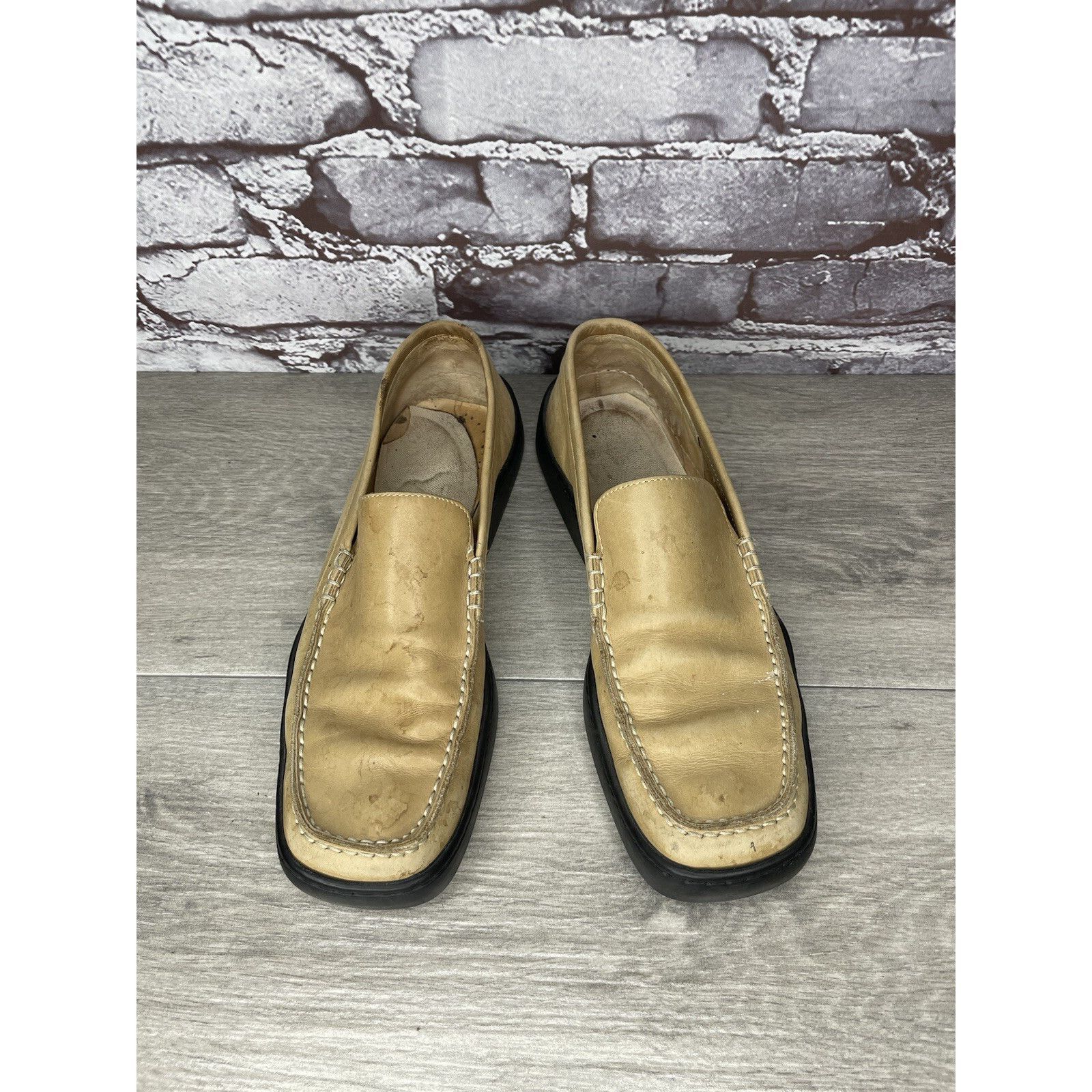 Other Duccio Del Duca Tan Leather Square Toe Wedge Designer Loafer Size US 8.5 / IT 38.5 - 4 Thumbnail
