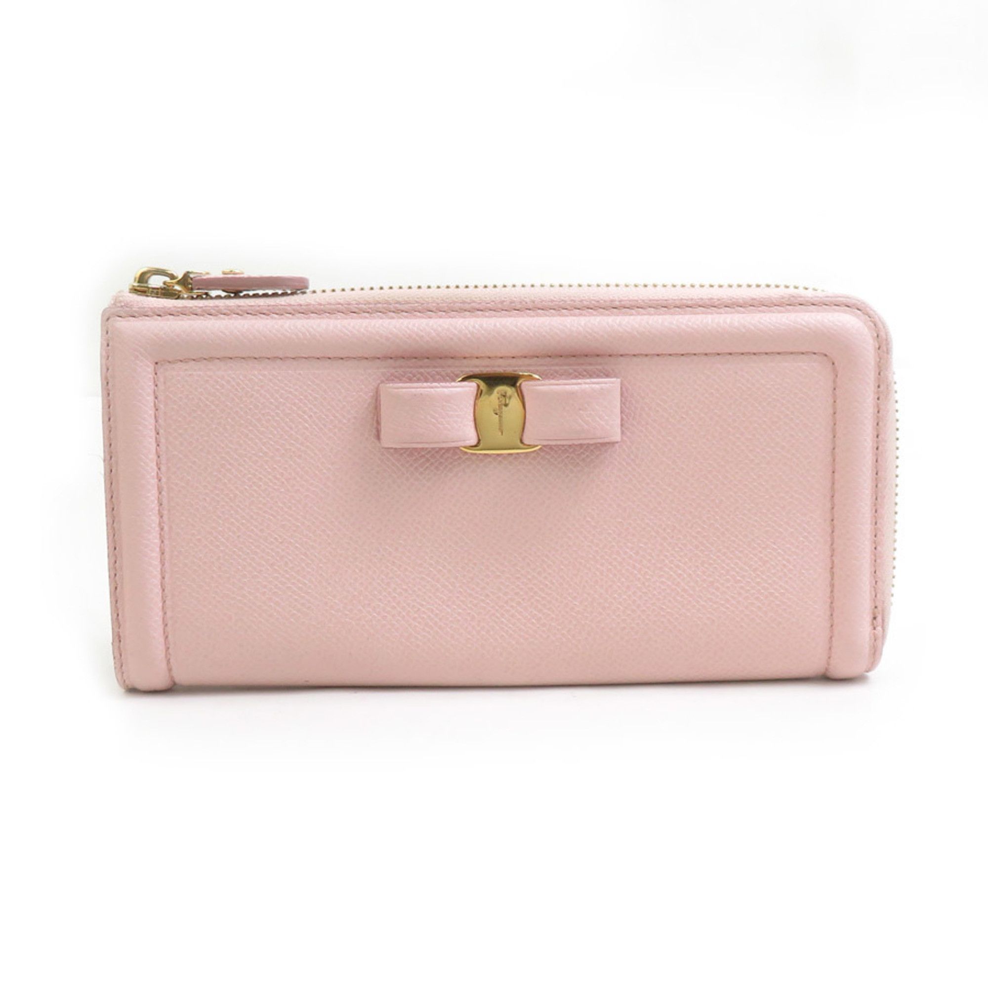 Salvatore Ferragamo Salvatore Ferragamo Vara Ribbon Leather Round Long Wallet, Pink, Women's, H31434a Size ONE SIZE - 1 Thumbnail