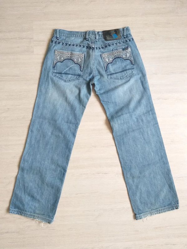 Japanese Brand Blend Embroidered Pocket Denim Jeans 32 Boho Y2K Size US 32 / EU 48 - 1 Thumbnail