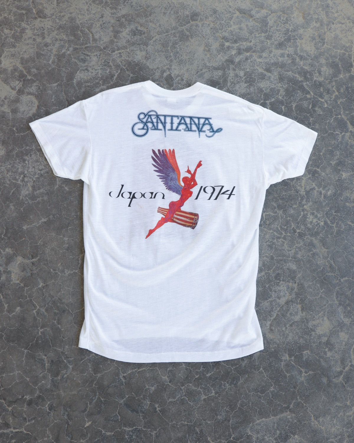 Band Tees Vintage 1970s Santana Japanese Lotus Tour Dove Archive White Size US L / EU 52-54 / 3 - 3 Thumbnail
