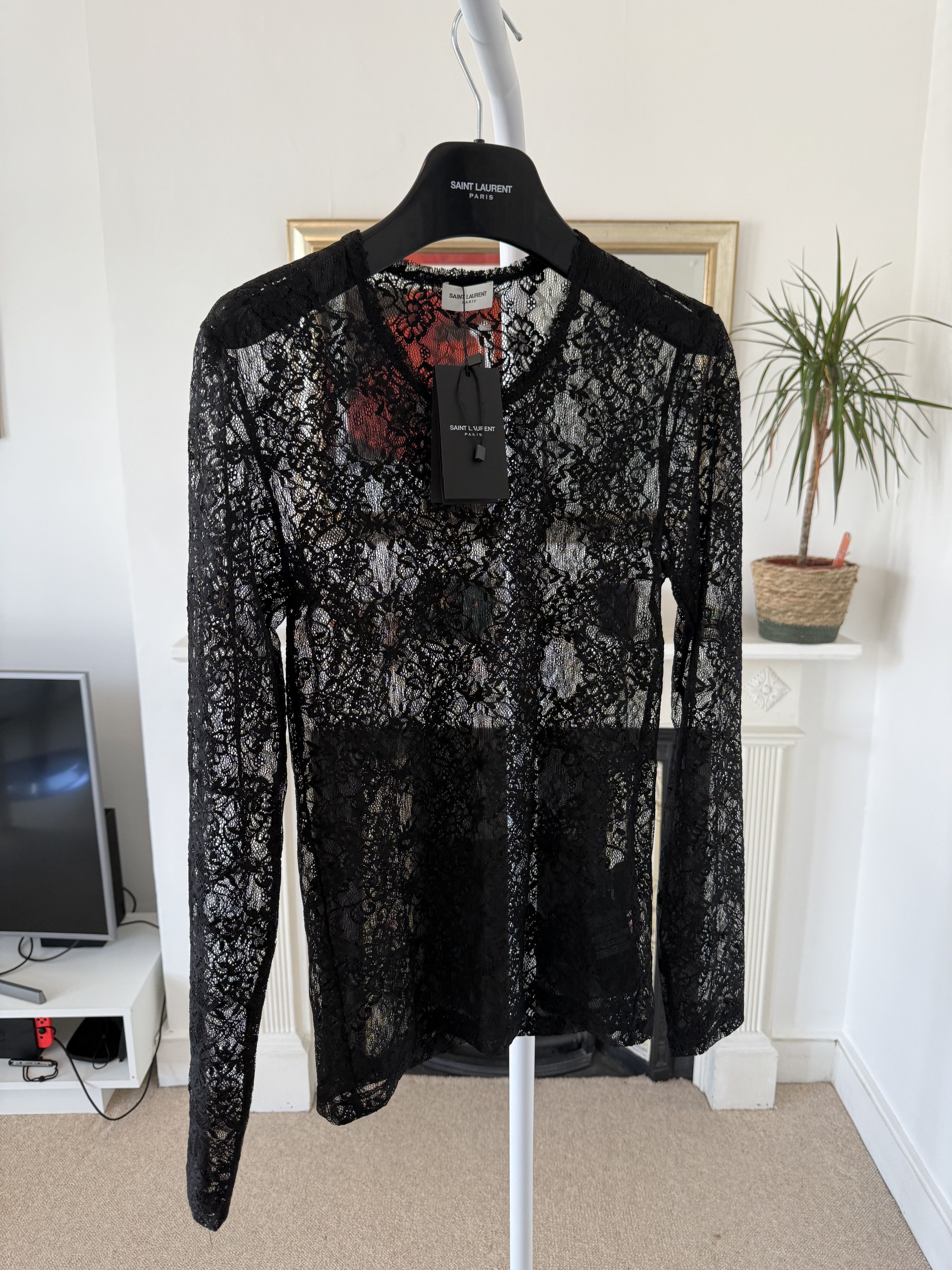 Saint Laurent Paris SS22 Saint Laurent Loose Fitted Lace Long Sleeve Tee Size US XS / EU 42 / 0 - 2 Thumbnail