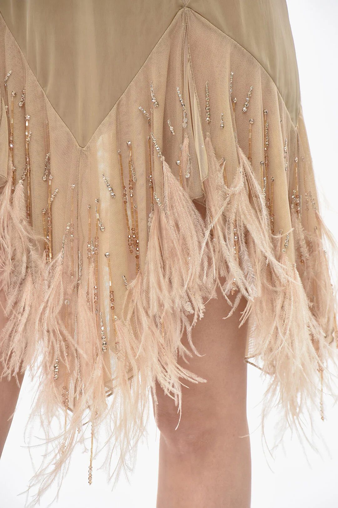 The Attico og1mm0426 Sheer Mini Dress in Beige Size XS / US 0-2 / IT 36-38 - 3 Thumbnail