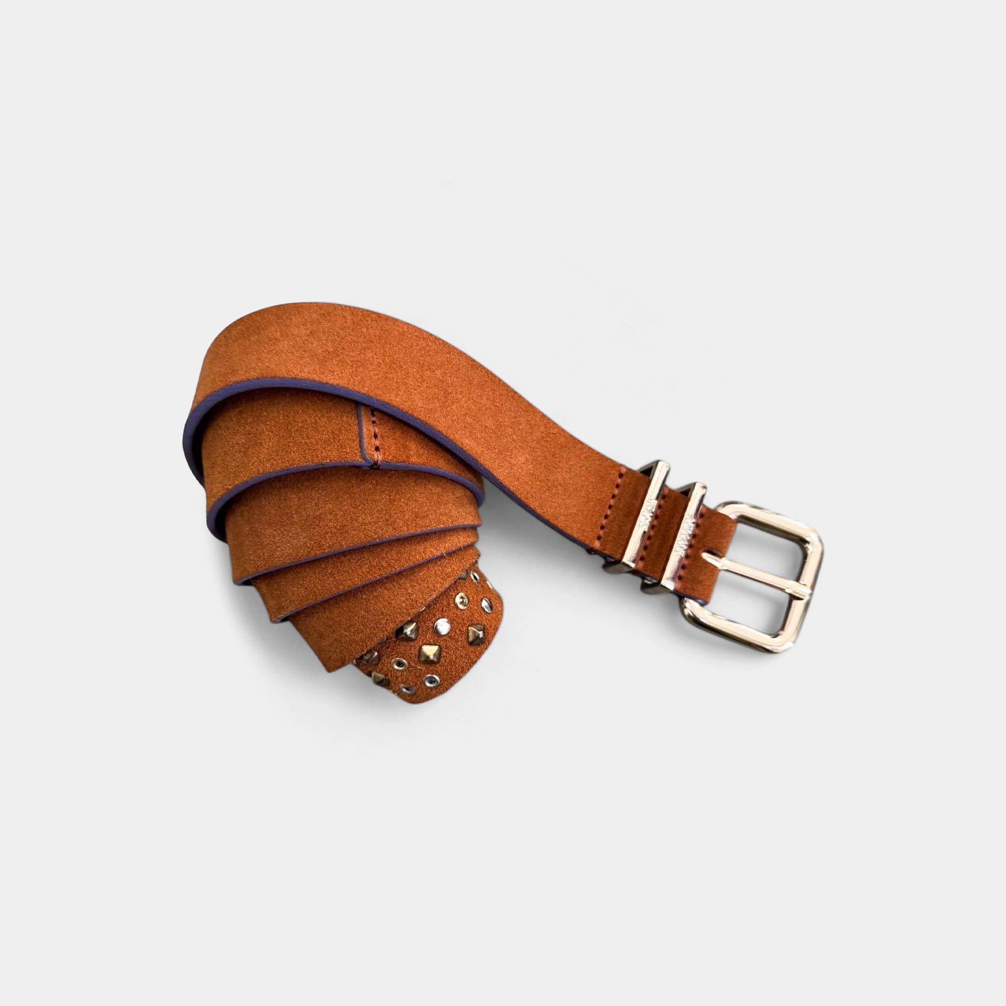 Armani Armani Jeans Brown Suede Studded Belt Size ONE SIZE - 1 Thumbnail