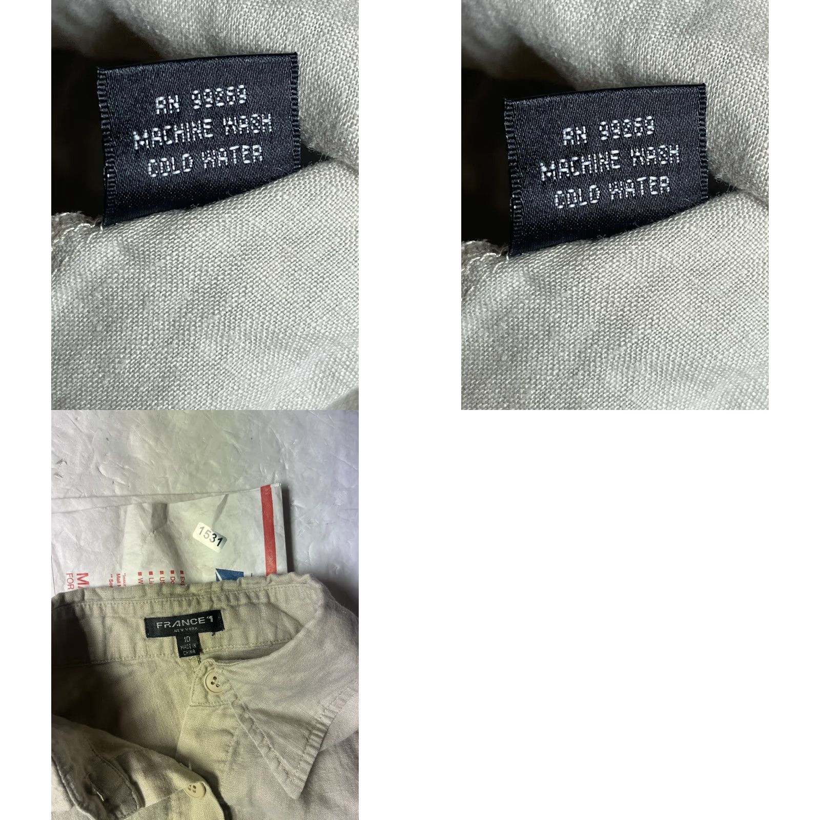 Vintage France '1 Shirt Women 100% Linen Beige Button Up Top Size 10 Long Sleeve Collared Regular Size L / US 10 / IT 46 - 8 Thumbnail