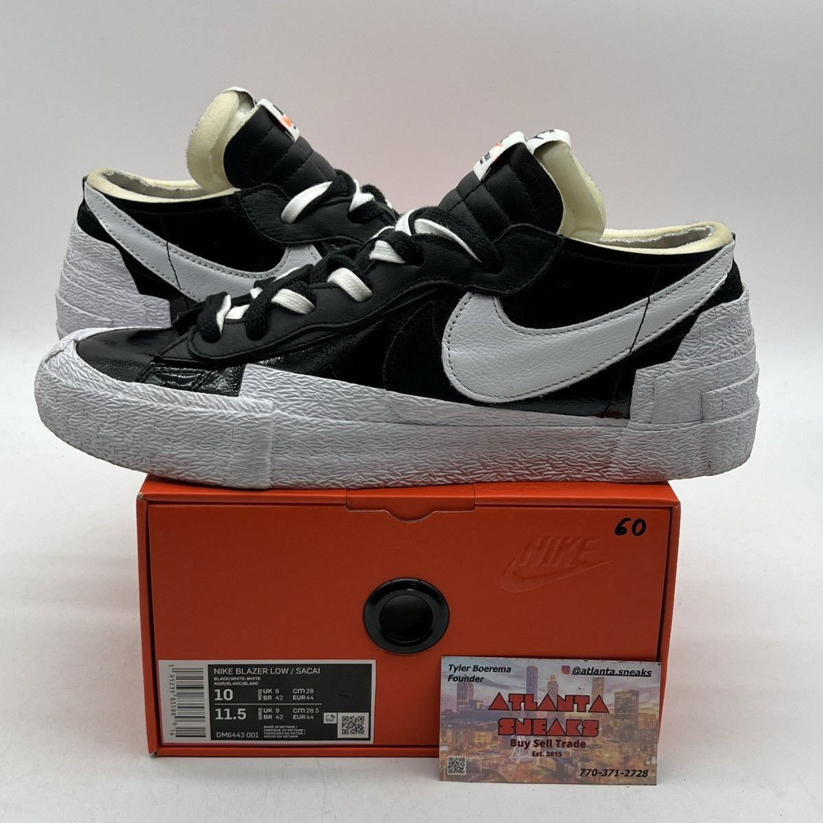 Nike Sacai X Blazer Low black patent Size US 10 / EU 43 - 1 Thumbnail