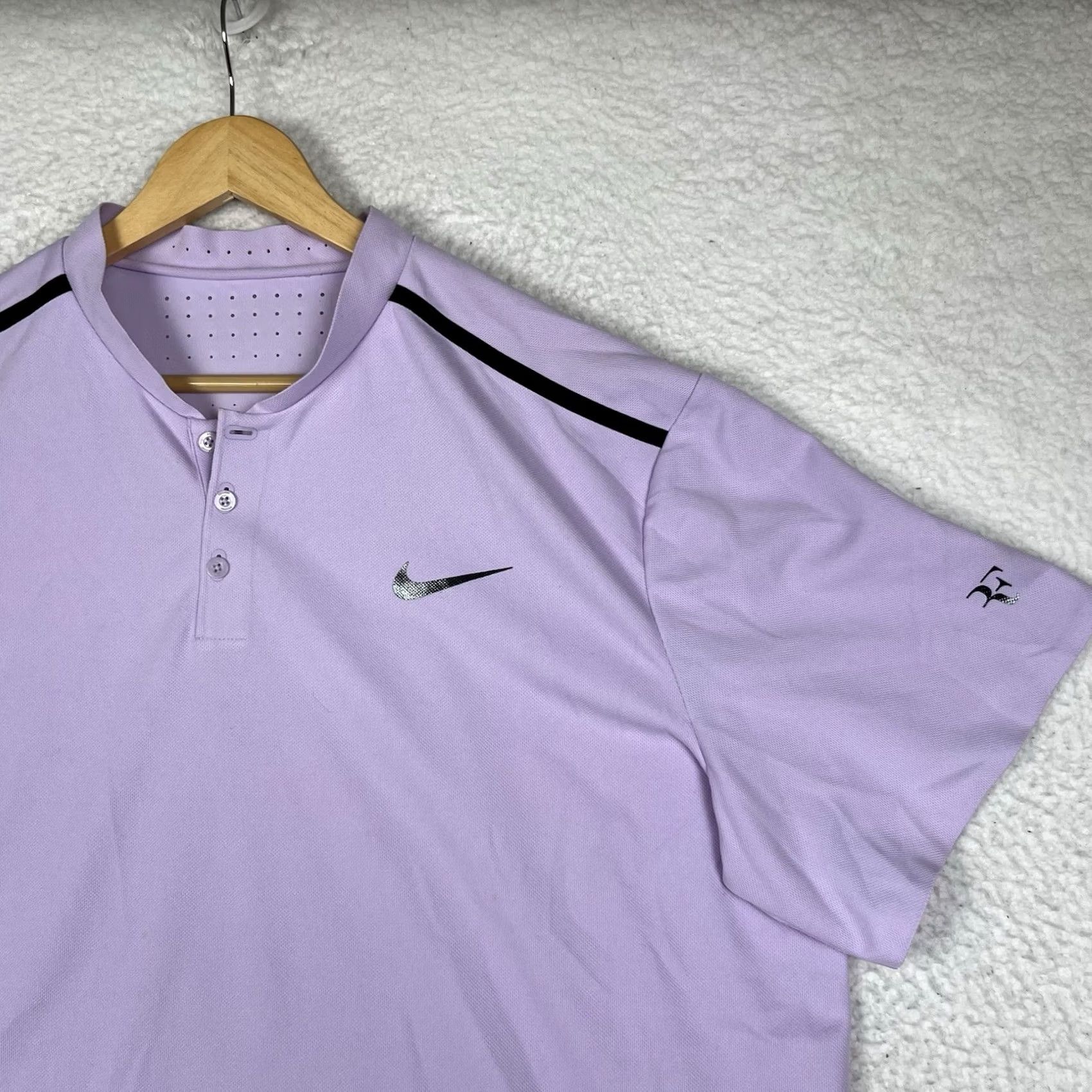 Nike Nike RF Polo Henley Shirt 2XL Tennis Mens Purple Shirt Logo 2017 Shanghai Basel RF Final Tennis Size US XXL / EU 58 / 5 - 2 Thumbnail