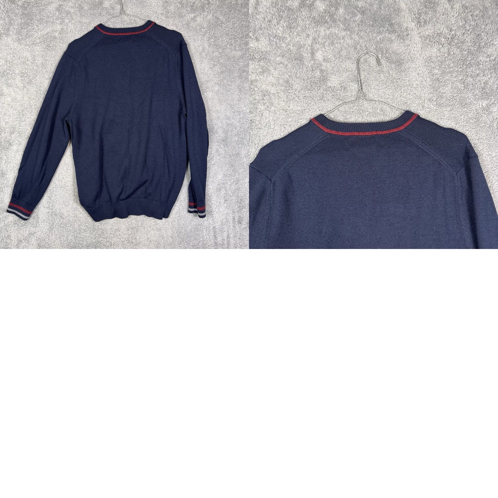 Brooks Brothers Brooks Brothers Merino Wool Sweater Mens L Netjets Stripe V Tennis Neck Long Sleeve Tight Knit Pullover Size US L / EU 52-54 / 3 - 8 Thumbnail