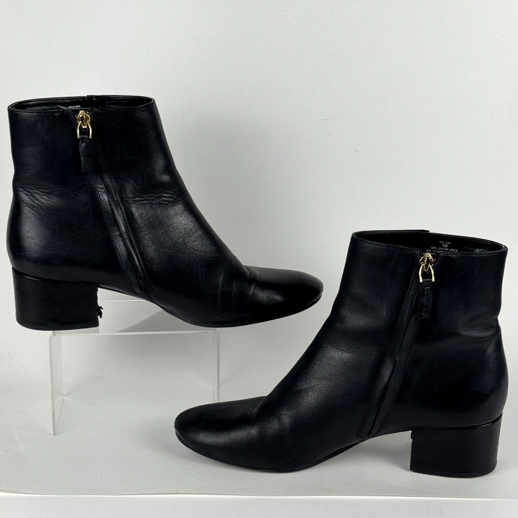 Ralph Lauren Lauren Ralph Lauren Bootie Women's 10B Welford Black Leather Block Heel Ankle Boot Shoe Size US 10 / IT 40 - 3 Thumbnail