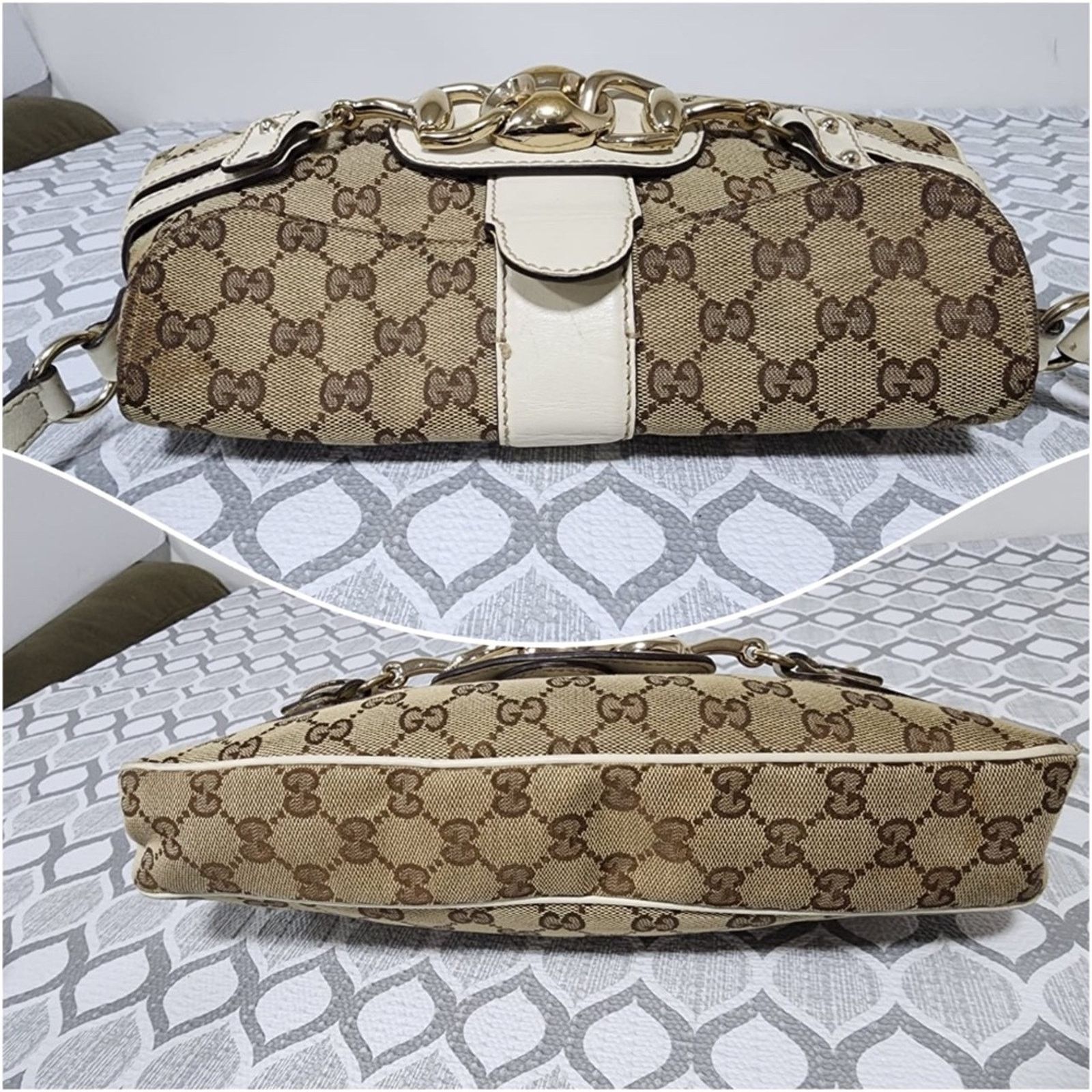 Gucci Aut Gucci Horsebit Chain Flap Shoulder Bag Brown/Beige/Cream Size ONE SIZE - 7 Thumbnail