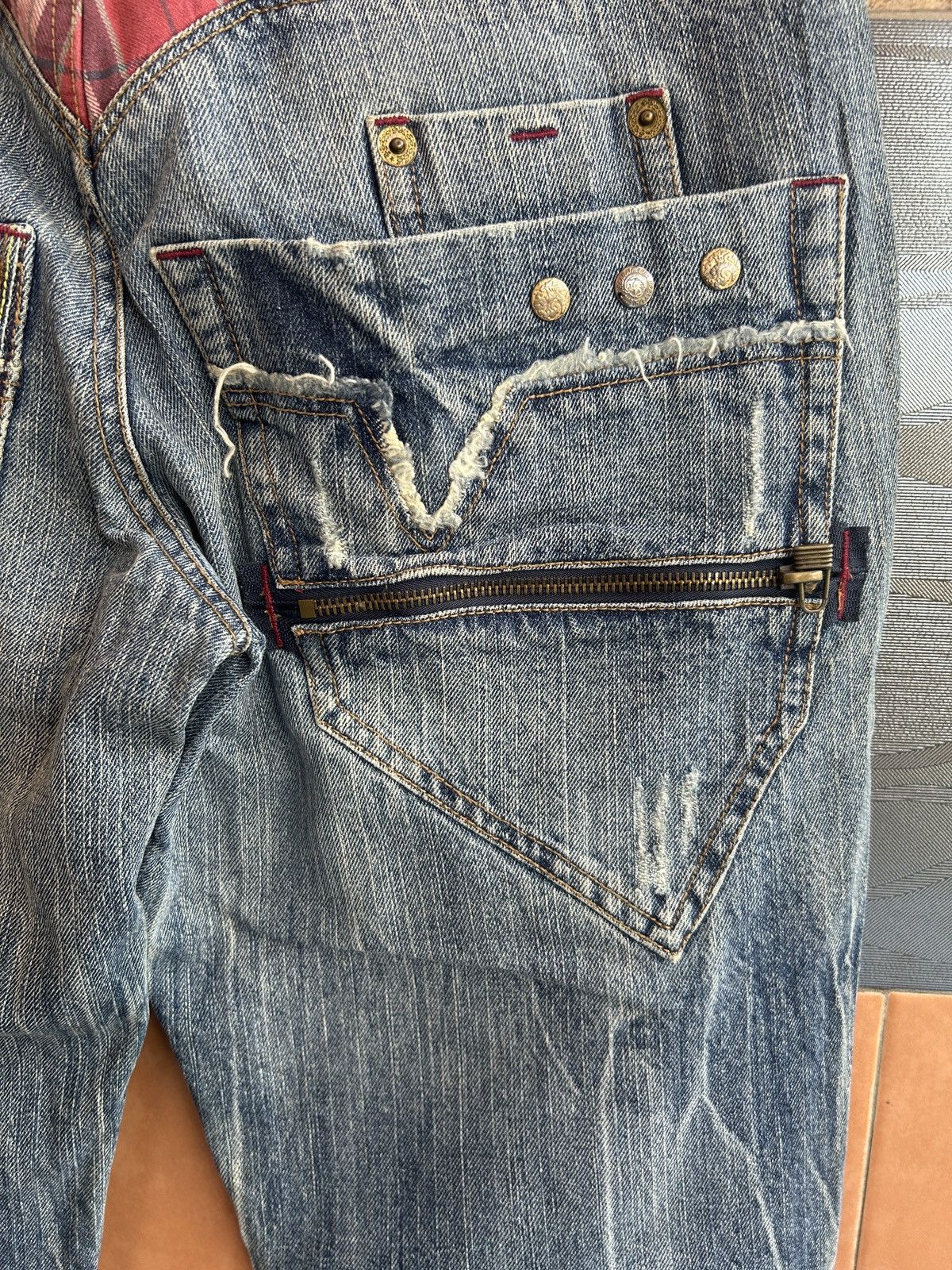 If Six Was Nine 90s Vintage Oil Cake Studded Rare Denim Jeans Lgb Style Size US 30 / EU 46 - 8 Thumbnail