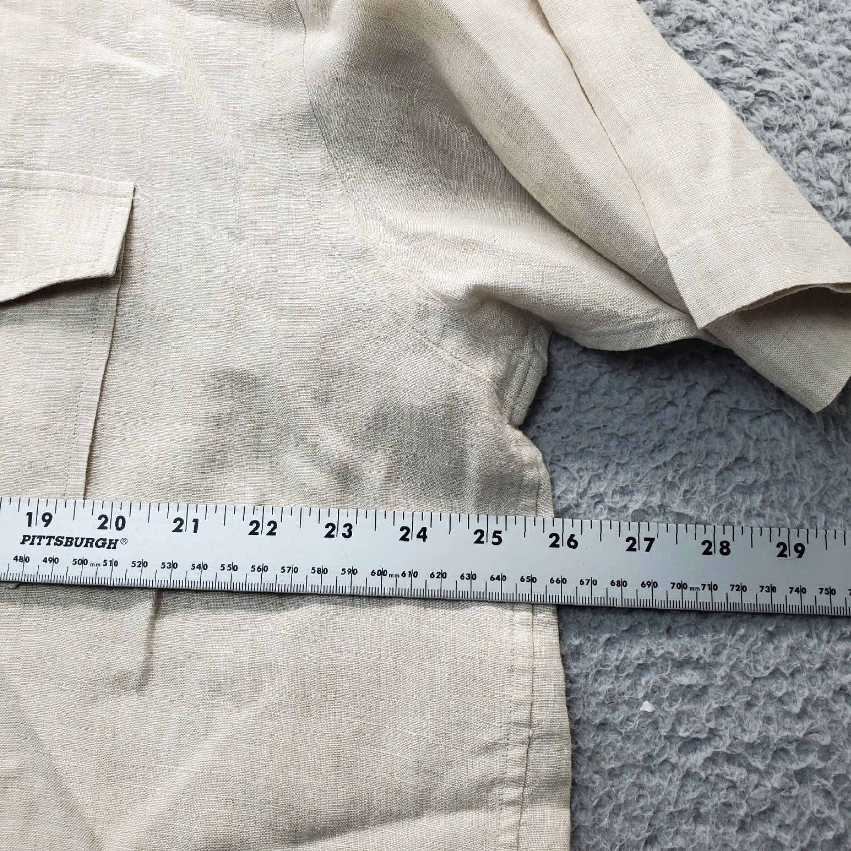 Vintage Paul Fredrick Shirt Mens XL Multi Button-Up Chest Pockets Short Sleeve Slit Detail White Linen Solid 90s Outdoor Mens Size US XL / EU 56 / 4 - 6 Thumbnail