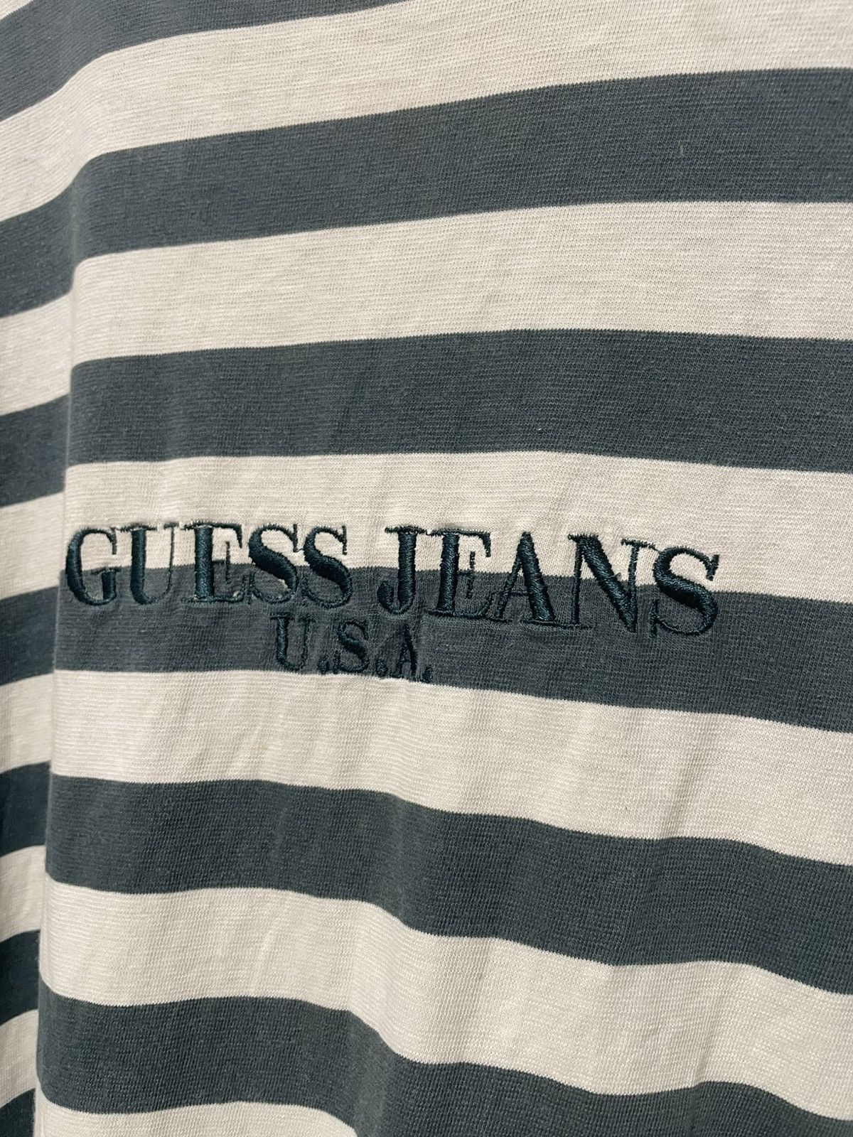 Guess × Vintage Vintage 90s Guess Jeans USA Stripes Longsleeve Y2K T Shirt Size US L / EU 52-54 / 3 - 6 Thumbnail