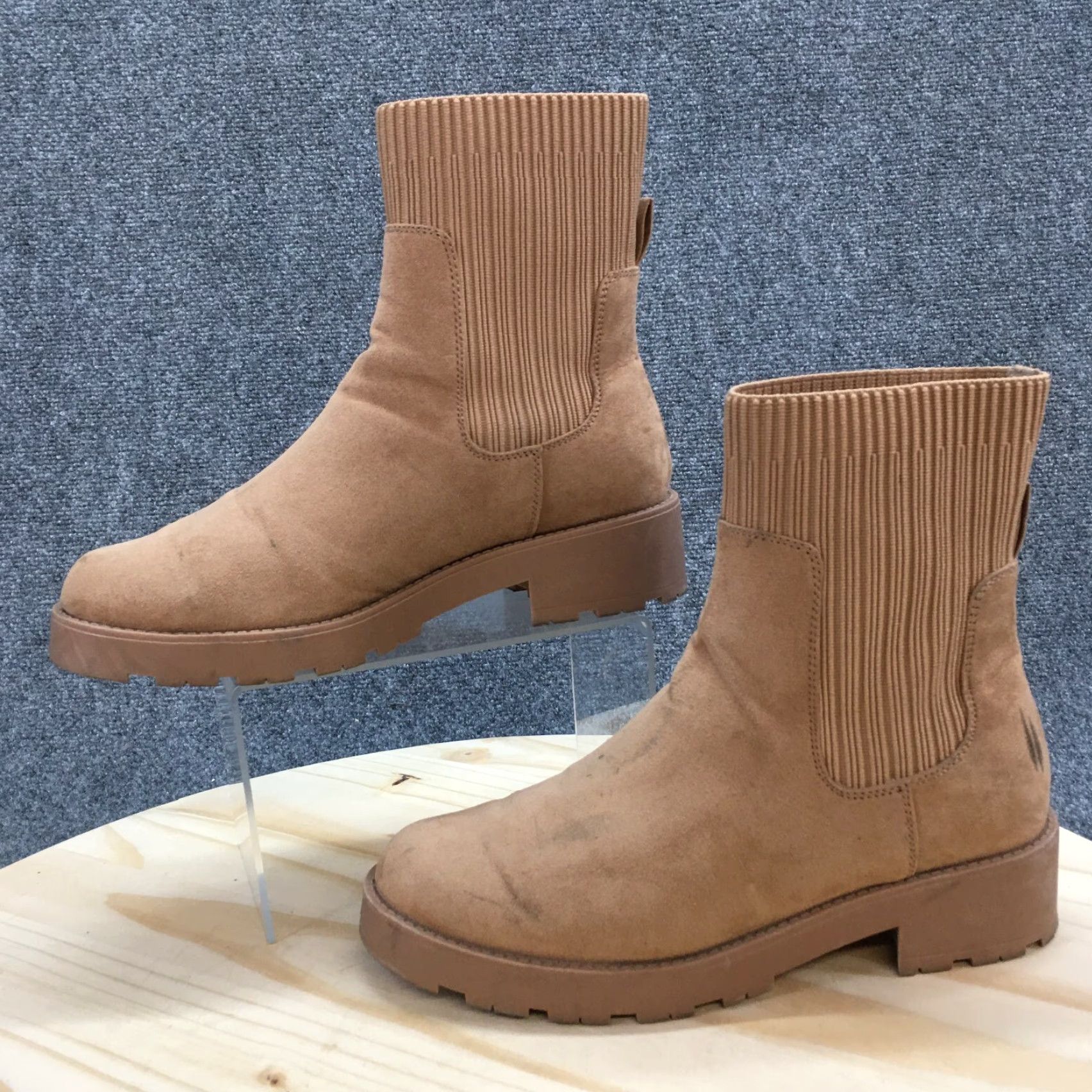 Old Navy Old Navy Chelsea Boots Womens 9 Brown Caramel Chunky Pull On Casual Faux Leather Boots Size US 9 / IT 39 - 2 Thumbnail