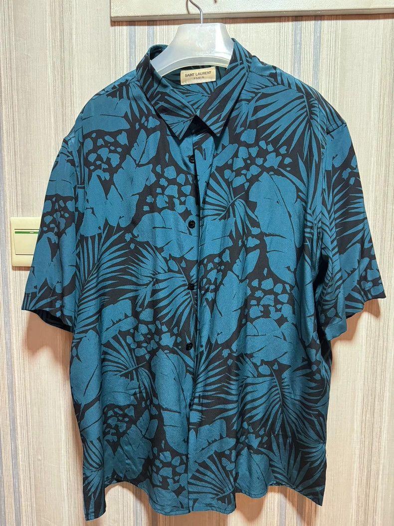 Yves Saint Laurent YSL Blue Floral Short Sleeve Shirt Size US L / EU 52-54 / 3 - 1 Thumbnail