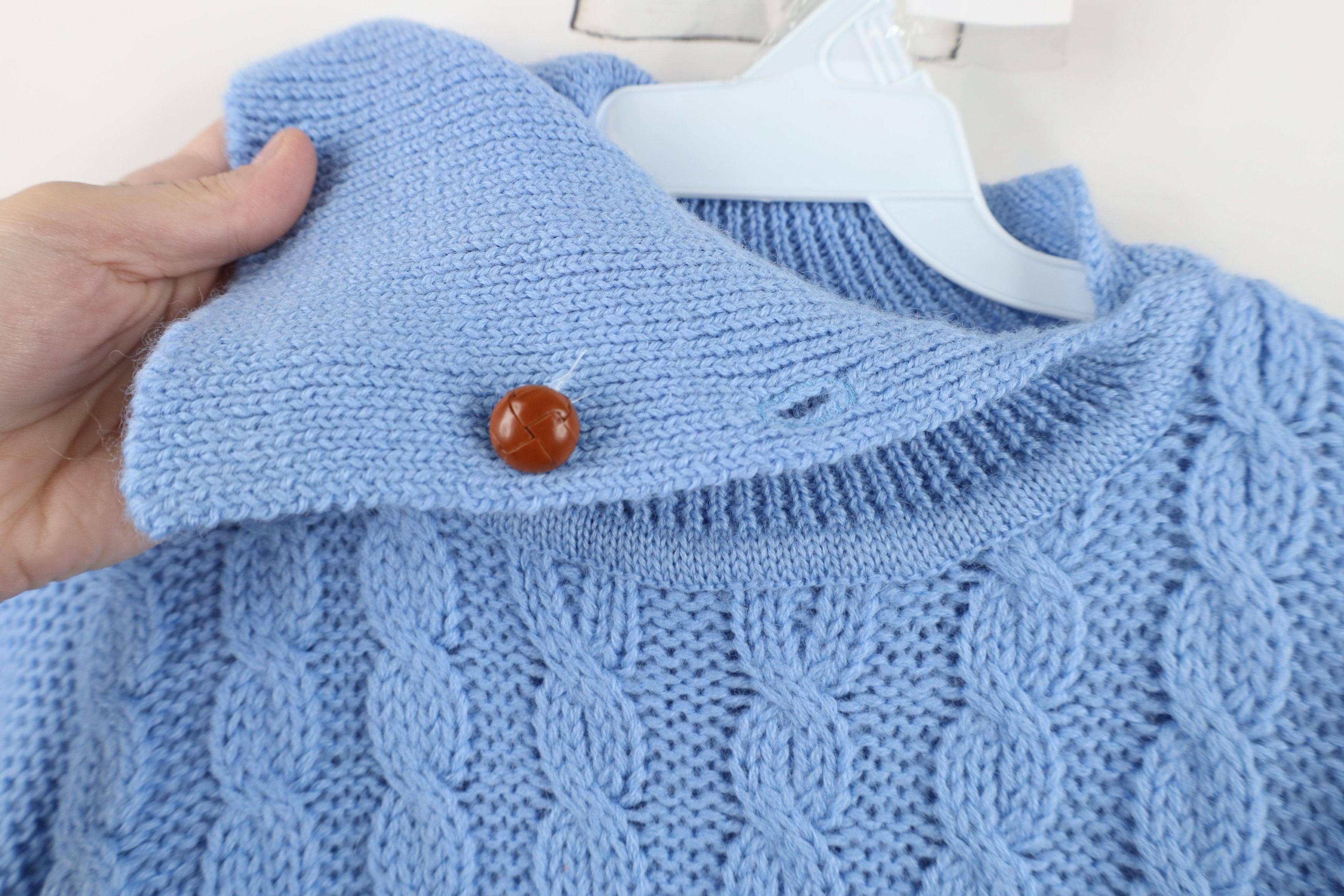 Vintage Vintage 70s Streetwear Chunky Cable Knit Sweater Light Blue Size XS / US 0-2 / IT 36-38 - 4 Thumbnail