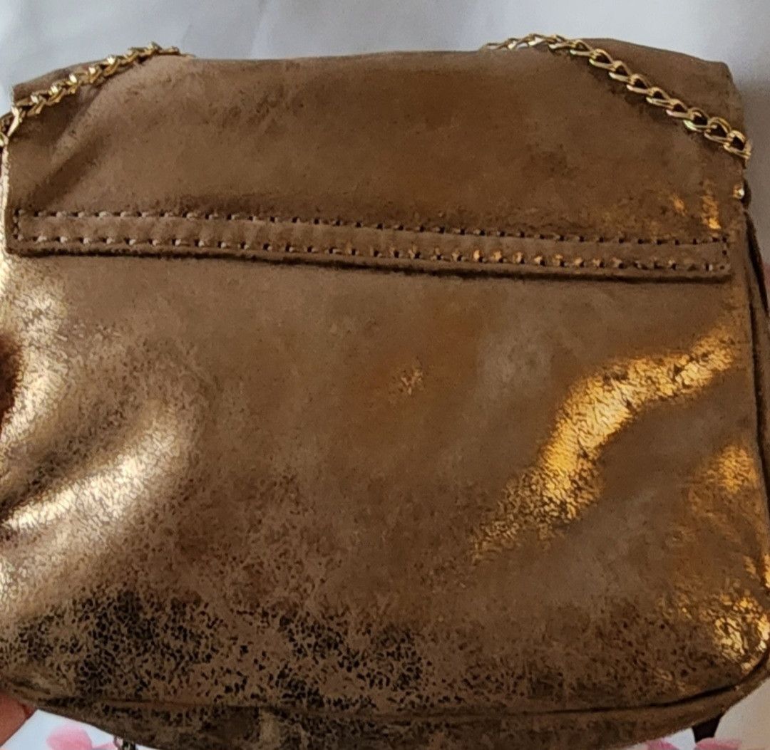 Gap NWT Gap Crossbody Bag Bronze Gold Silver Chain Straps 8.5" Size ONE SIZE - 4 Thumbnail