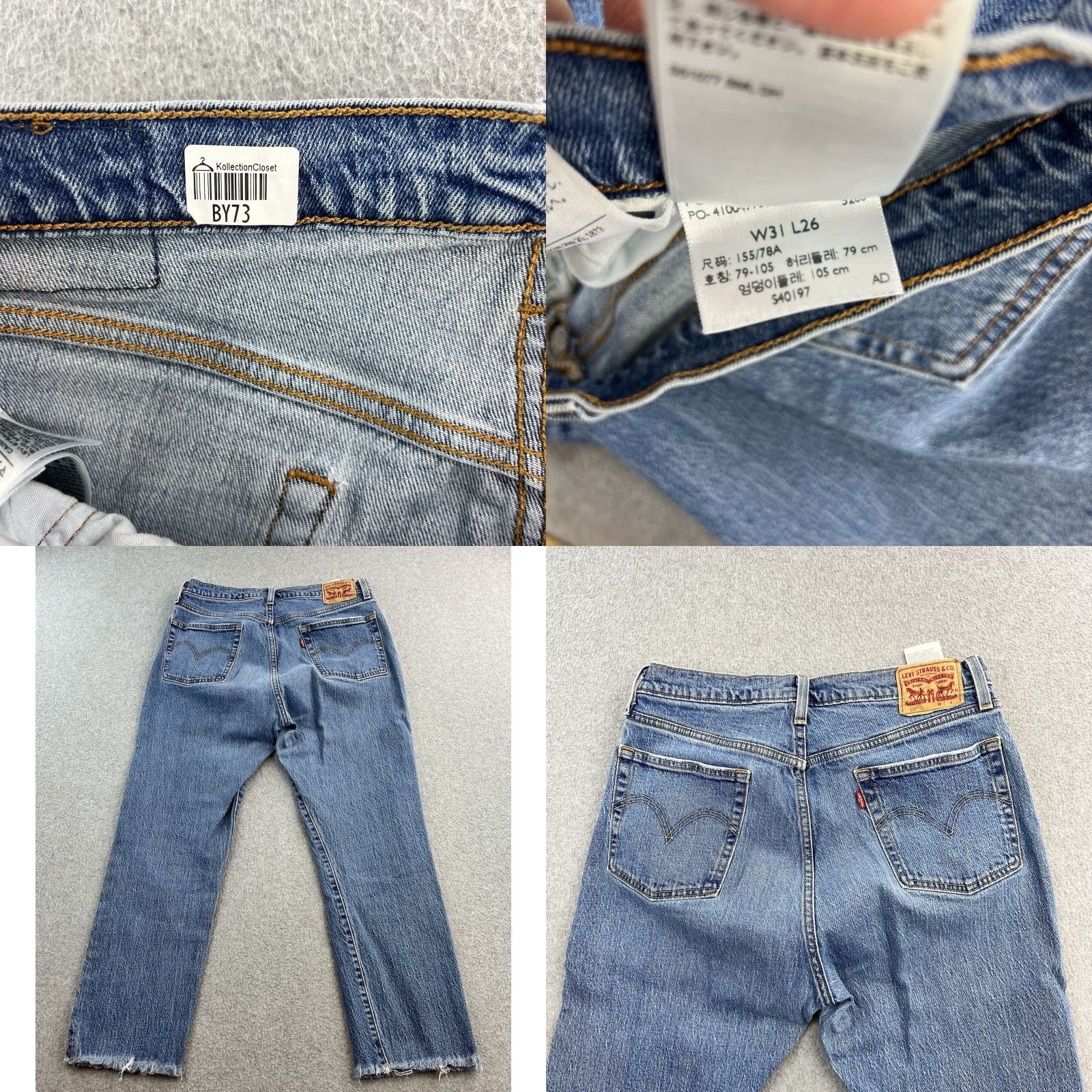 Levi's VINTAGE Levis 501 Jeans Womens 31x26 Blue Medium Wash Straight Leg Denim Casual Size 24" / US 00 / IT 34 - 8 Thumbnail