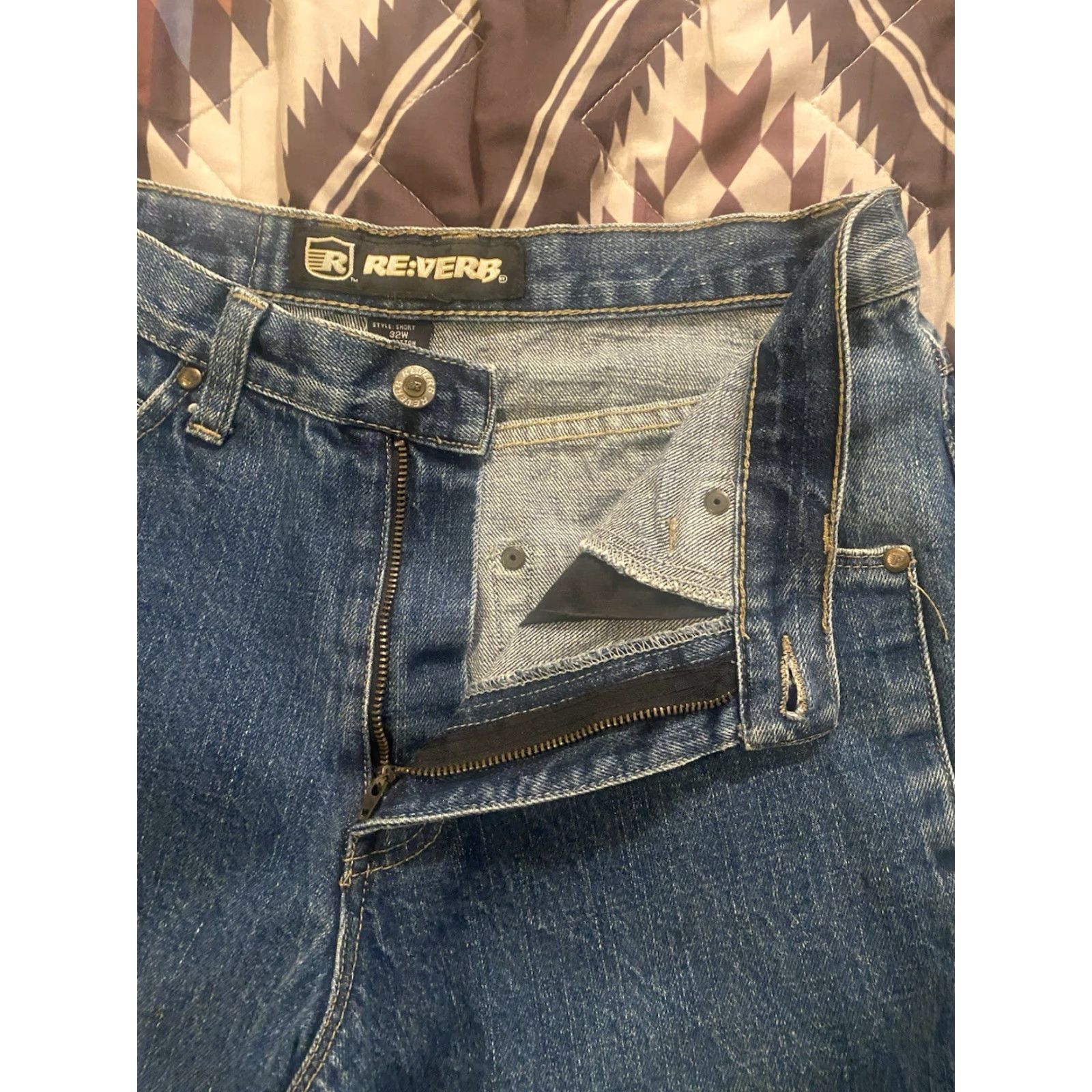 Vintage VINTAGE Re:Verb Bermuda Denim Shorts Jorts 90s Hip Hop Grunge Men’s Size 32 Blue Cotton Relaxed Baggy Inseam 13" Front Flat Front Pockets Zip Size US 32 / EU 48 - 5 Thumbnail