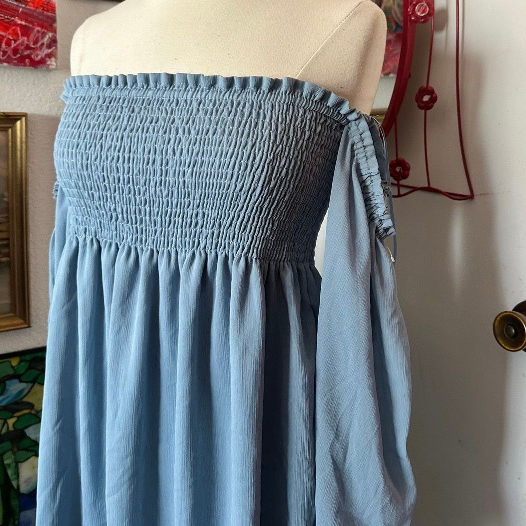 Other rebellion off the shoulder blue long sleeve dress Size S / US 4 / IT 40 - 2 Thumbnail