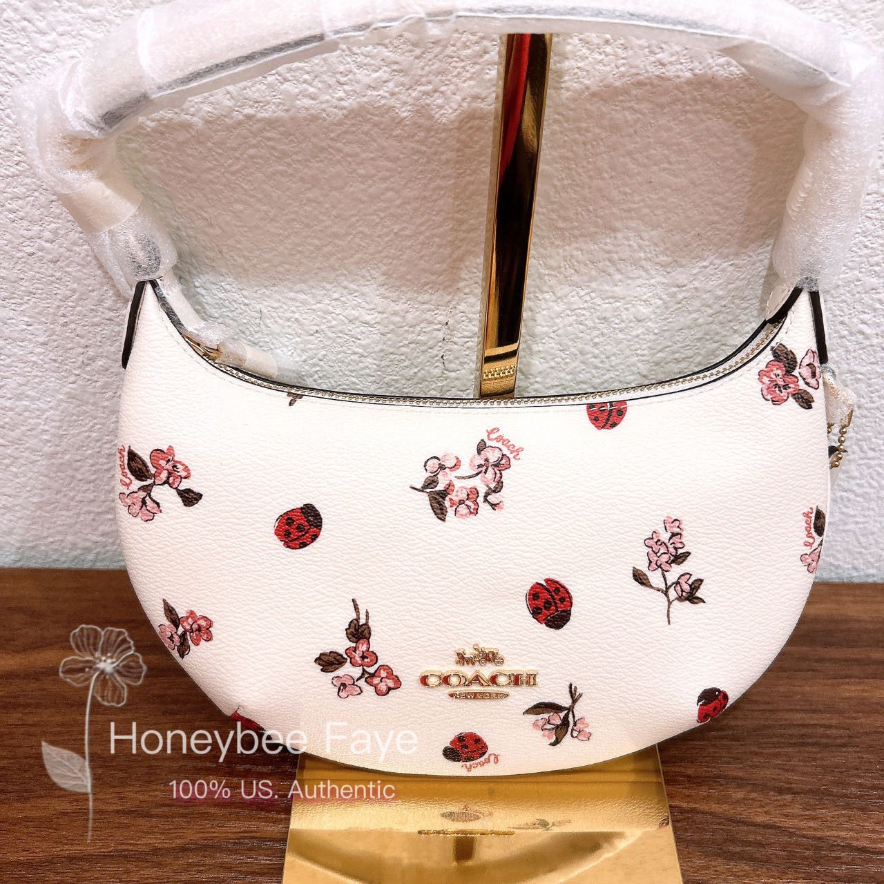 image of NWT Coach Mini Payton With Ladybug Floral Print Cu268 in Gold, Women's