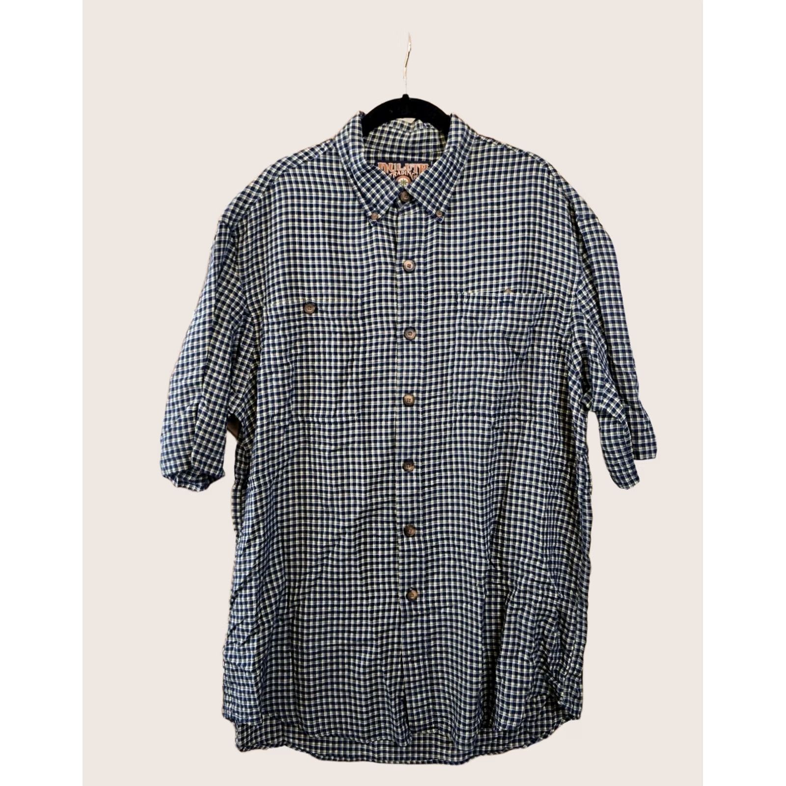 CO Duluth Men’s Short Sleeve Button-Down Plaid Shirt - Size L, Multicolor, Polyester, Rayon, Button-Up, Casual, Travel, Classic Outdoor Size US L / EU 52-54 / 3 - 1 Thumbnail