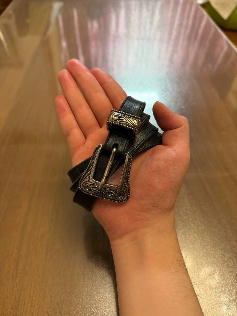 Yves Saint Laurent saint laurent 14ss Black Engraved Belt 2501-Nextarrow Size ONE SIZE - 1 Thumbnail