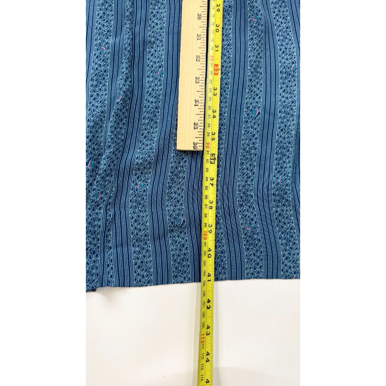 Vintage VINTAGE Belle France Dress Womens Large Blue Rayon Floral Striped Shift Short Sleeve Spring Summer Girls Size 30" / US 8 / IT 44 - 3 Thumbnail