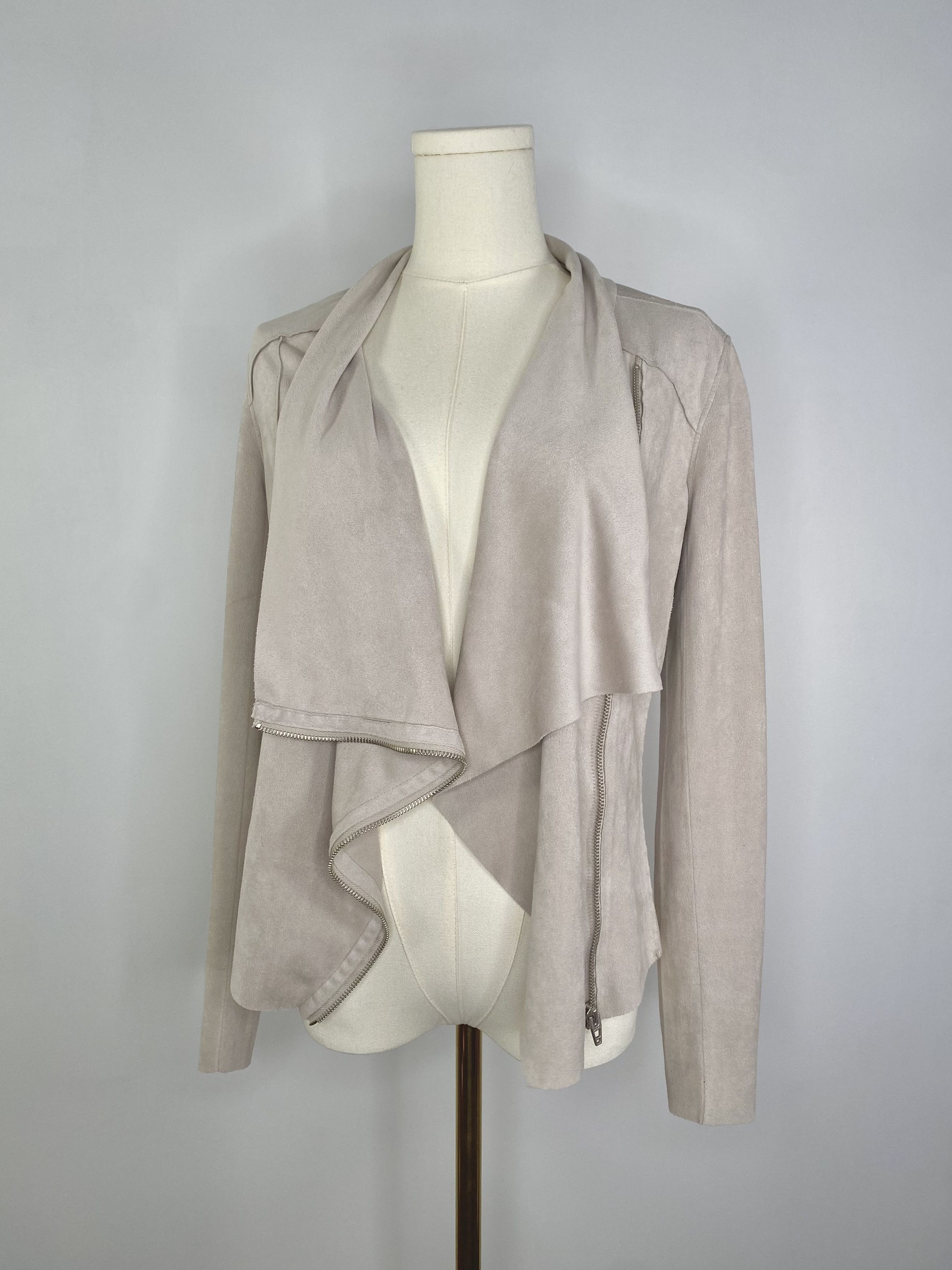 Vintage BlankNYC - Grey Mimicked Suede Drape Coat Size M / US 6-8 / IT 42-44 - 1 Thumbnail