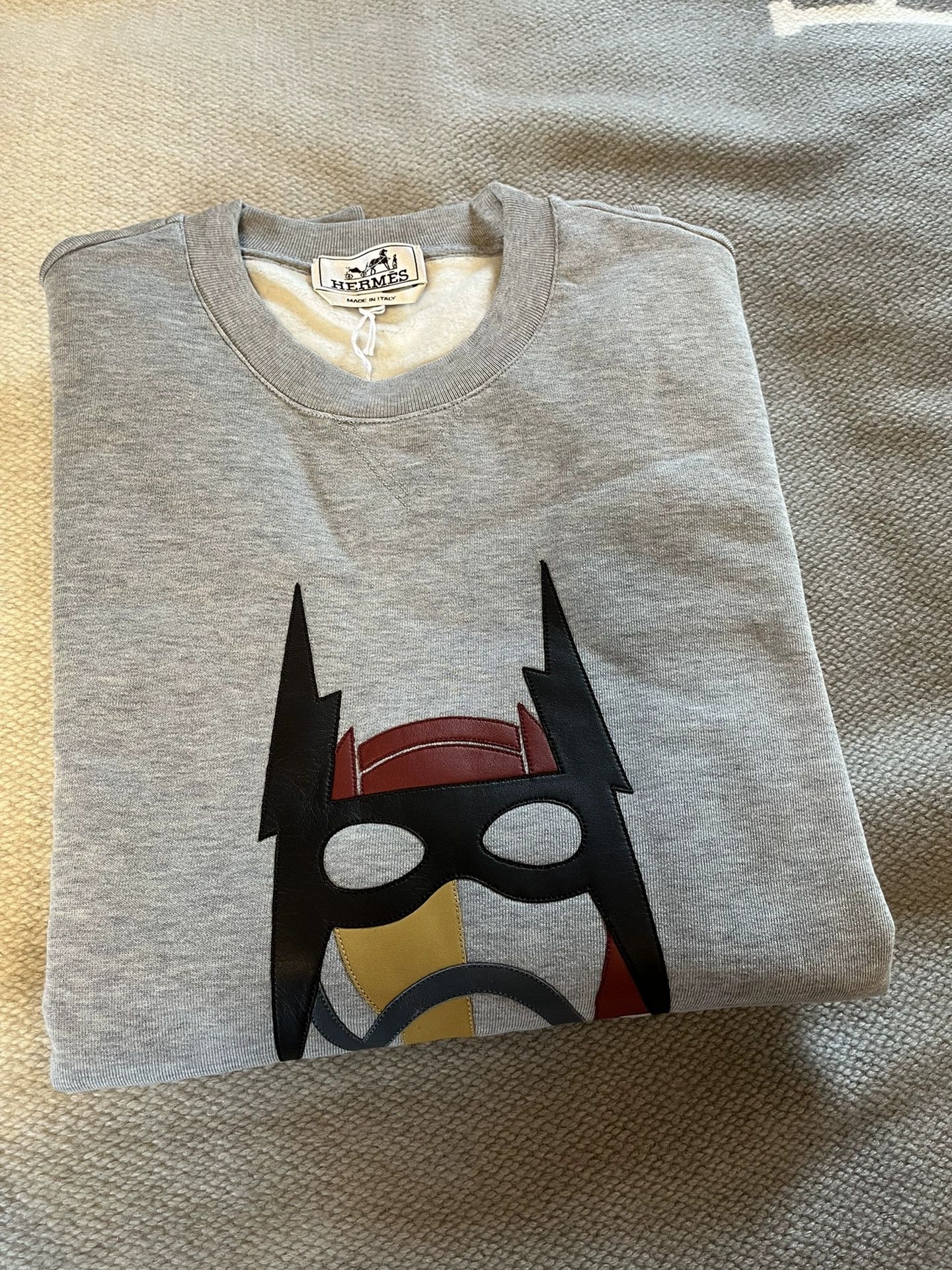 Hermes Men's Gray Horse Head Patchwork Sweatshirt - dmc