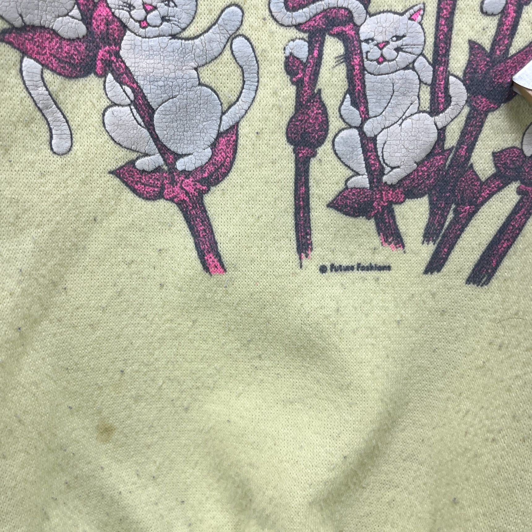 Vintage VINTAGE Cat Art Sweatshirt L Men Yellow 90s Cute Animal Nature Pullover Long Sleeve Large Size US L / EU 52-54 / 3 - 6 Thumbnail