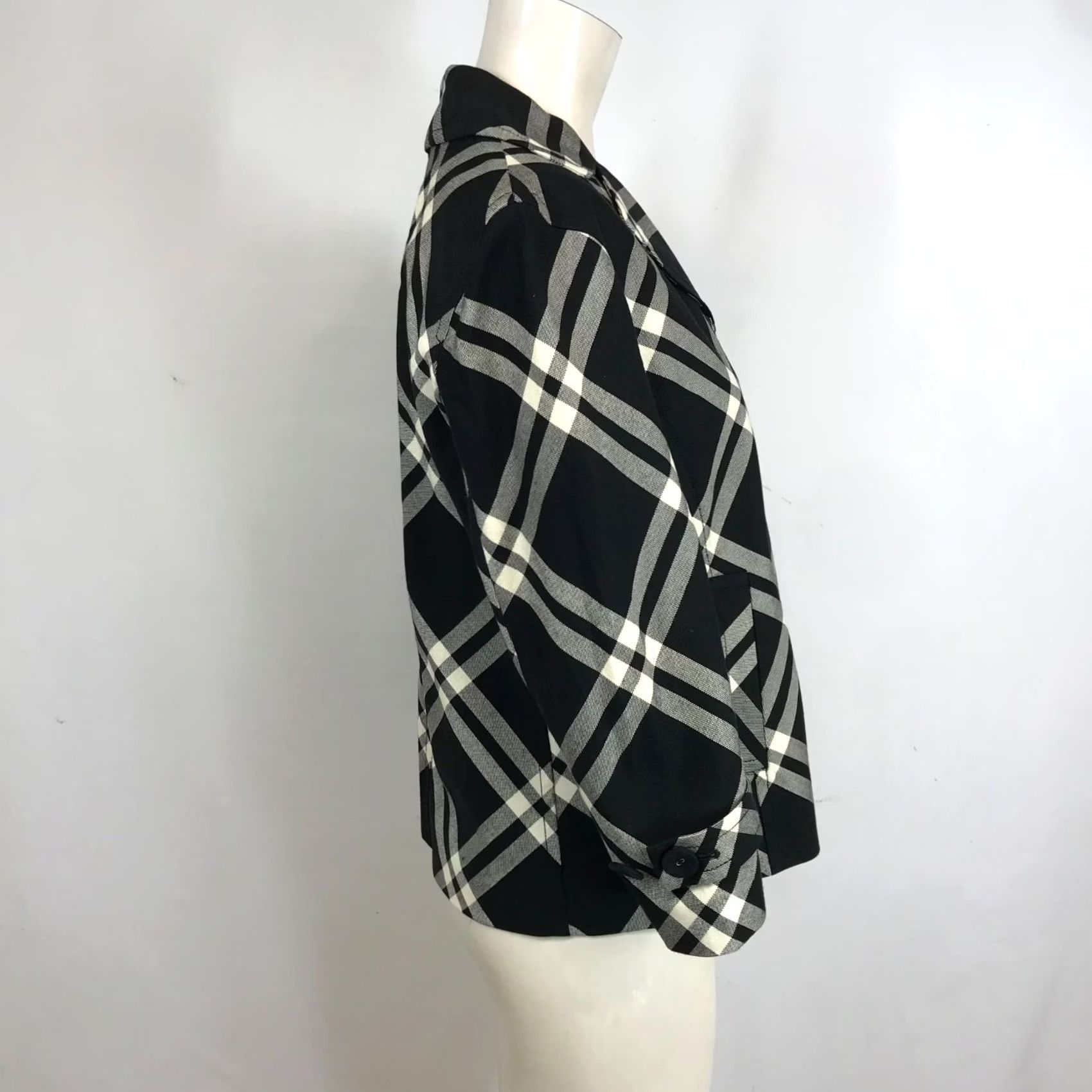 Talbots Talbots Women's 8 Jacket Black/White Lined Cotton Blend Button Up Plaid Size M / US 6-8 / IT 42-44 - 4 Thumbnail