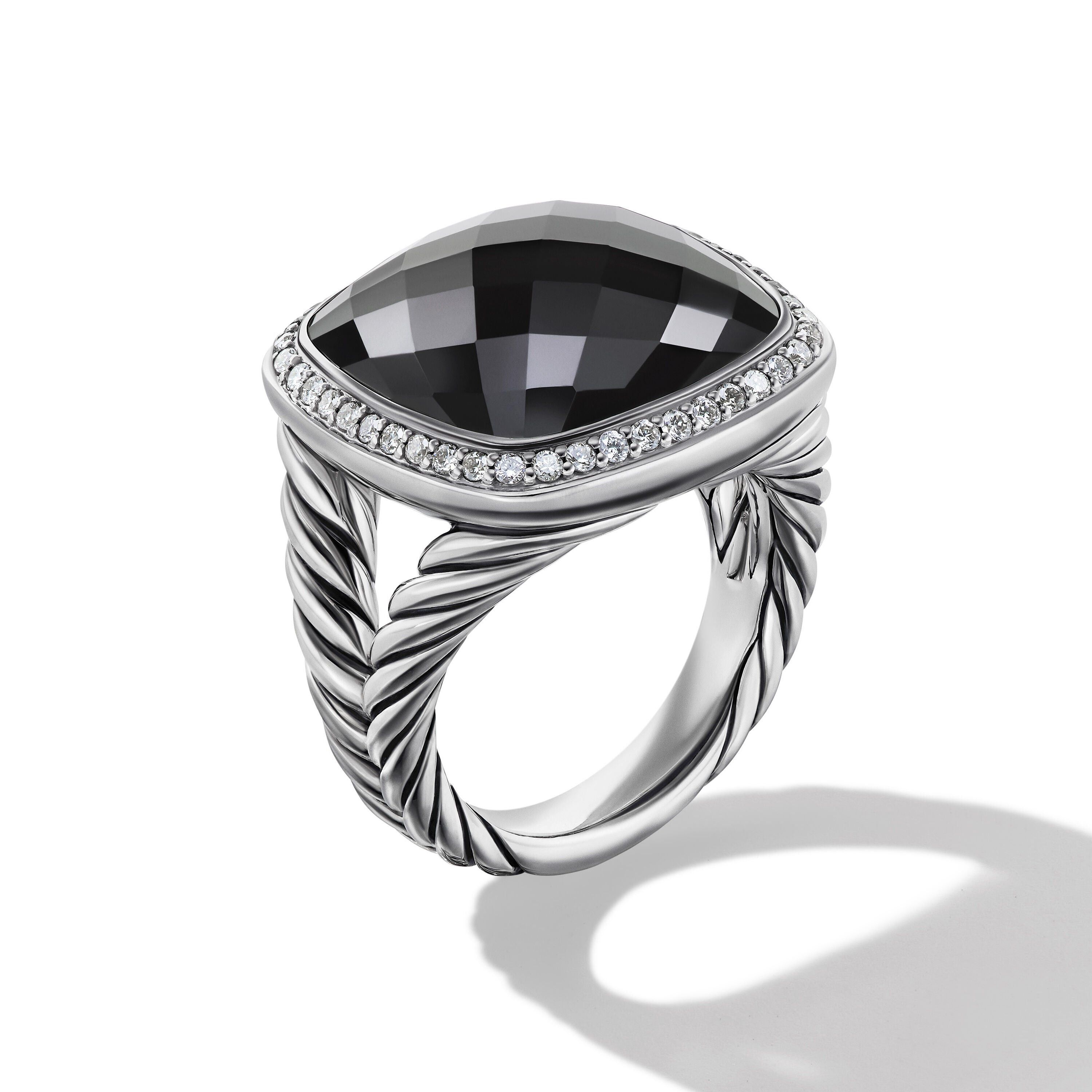 David Yurman o1w1db10525 R12274D Ring in Silver with Onyx and Diamond Size ONE SIZE - 3 Thumbnail