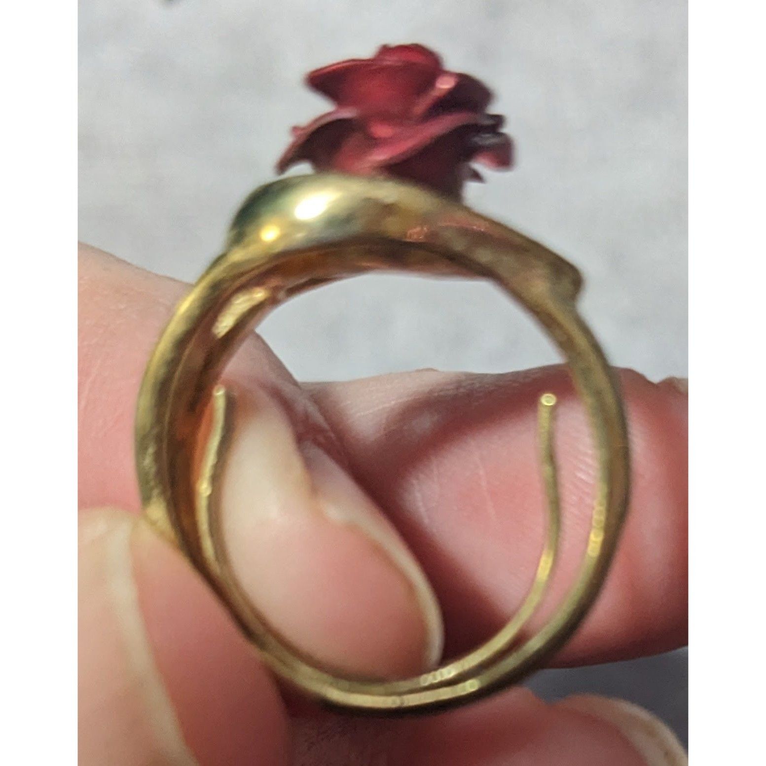 Other Vintage Open Heart Red Rose Gold Tone Fashion Ring Size 6 Size ONE SIZE - 4 Thumbnail