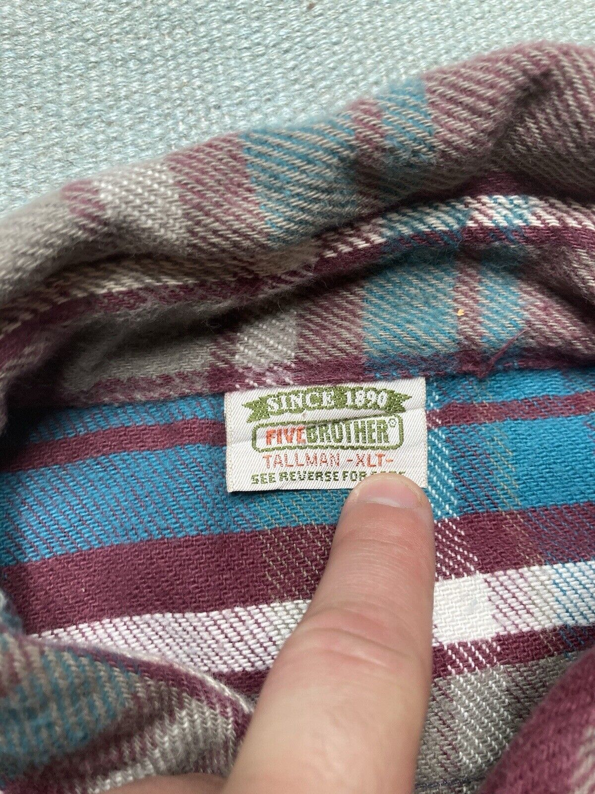 FiveBrother × Vintage VTG five brother flannel shirt woven cotton check XL tall Size US XL / EU 56 / 4 - 3 Thumbnail