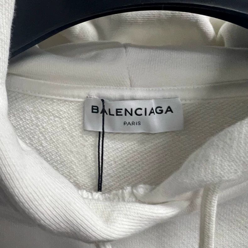 Balenciaga Balenciaga White Hat Printed Pattern Logo Hooded Sweatshir Size US XS / EU 42 / 0 - 2 Thumbnail