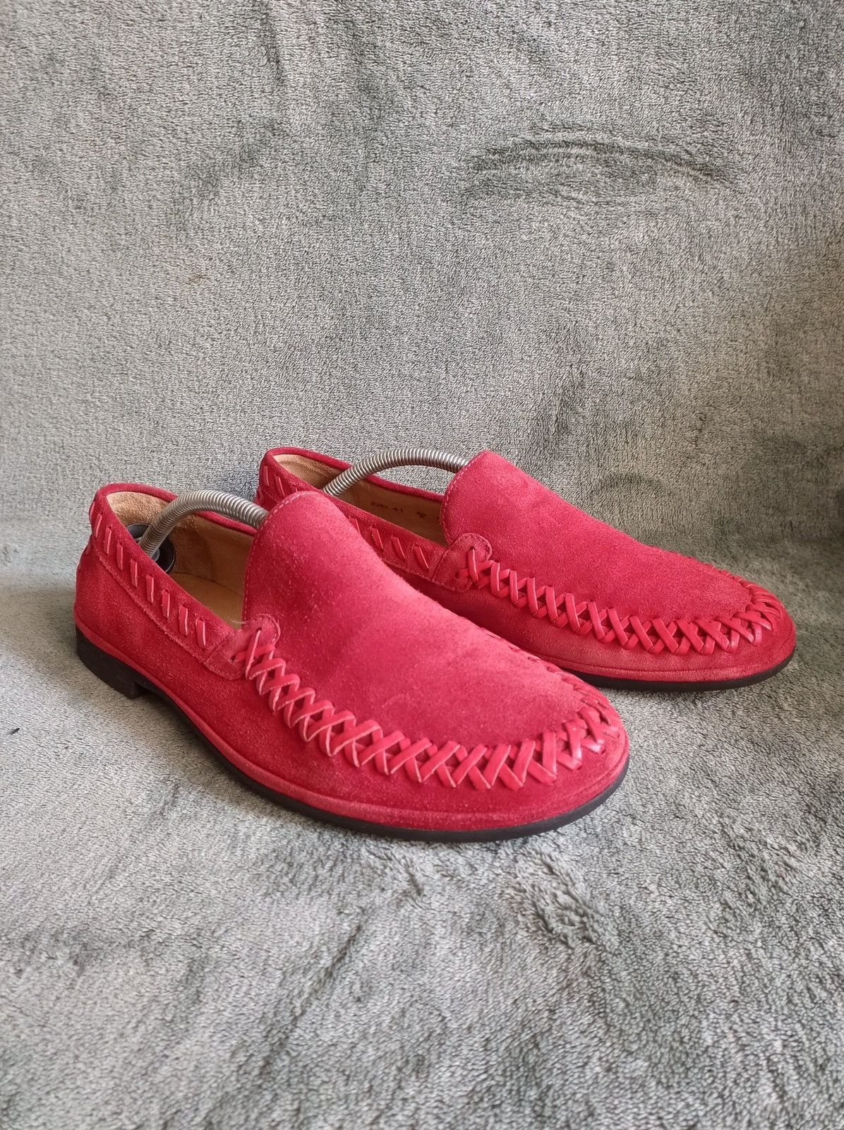 Jean Baptiste Rautureau Red Suede Leather Men Loafers 41 Footwear