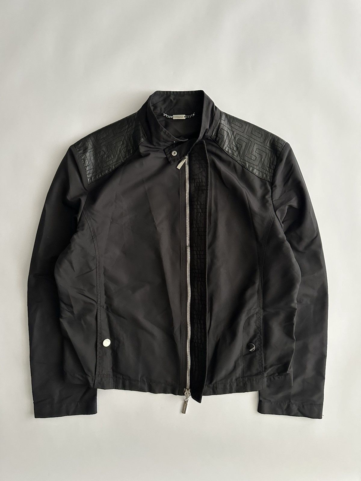 Versace Versace Mainline Nylon Leather Racer Jacket Size US L / EU 52-54 / 3 - 6 Thumbnail