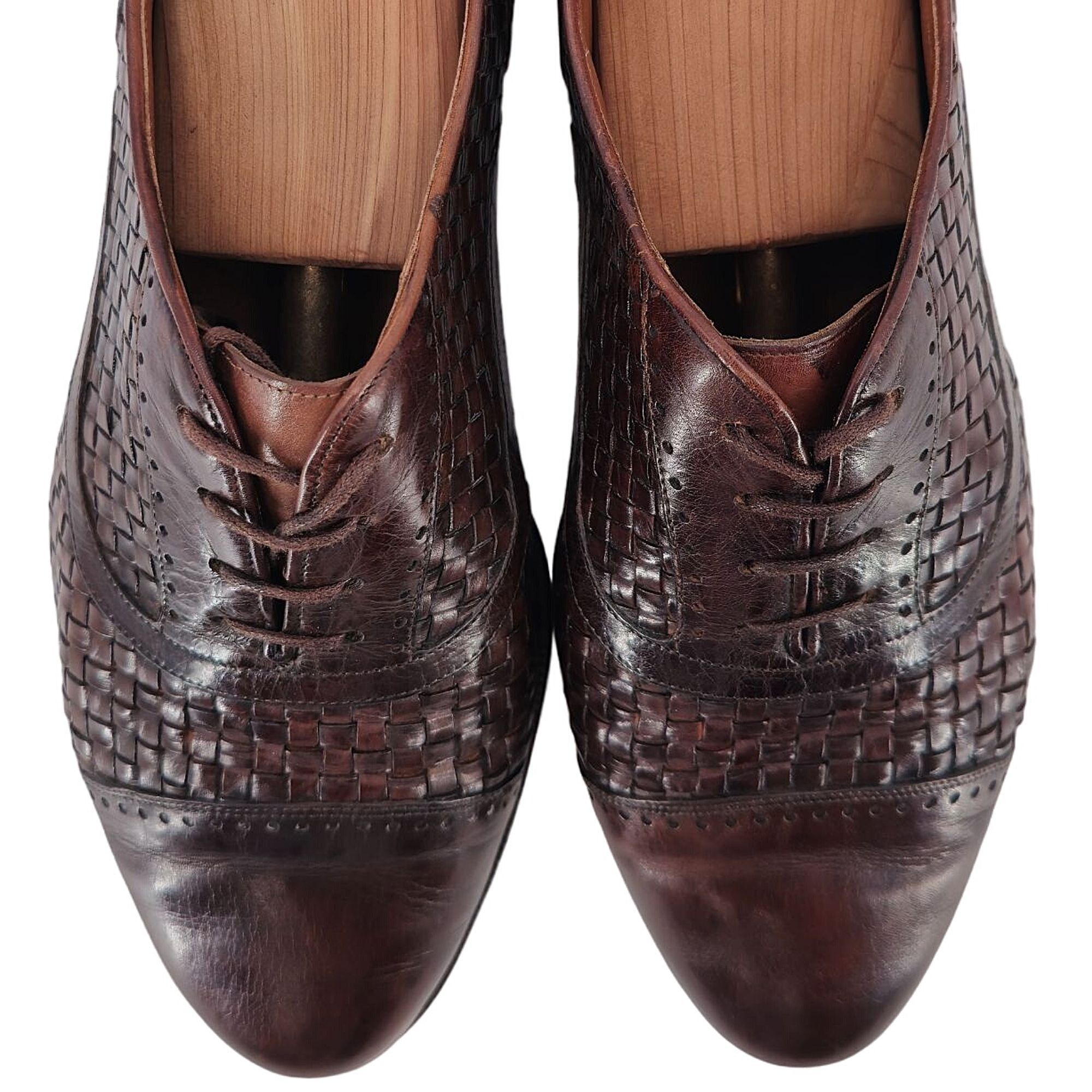 Bragano × Cole Haan Bragano Cole Haan Woven Leather Oxfords Brown Italy Mens 9.5 Size US 9.5 / EU 42-43 - 2 Thumbnail