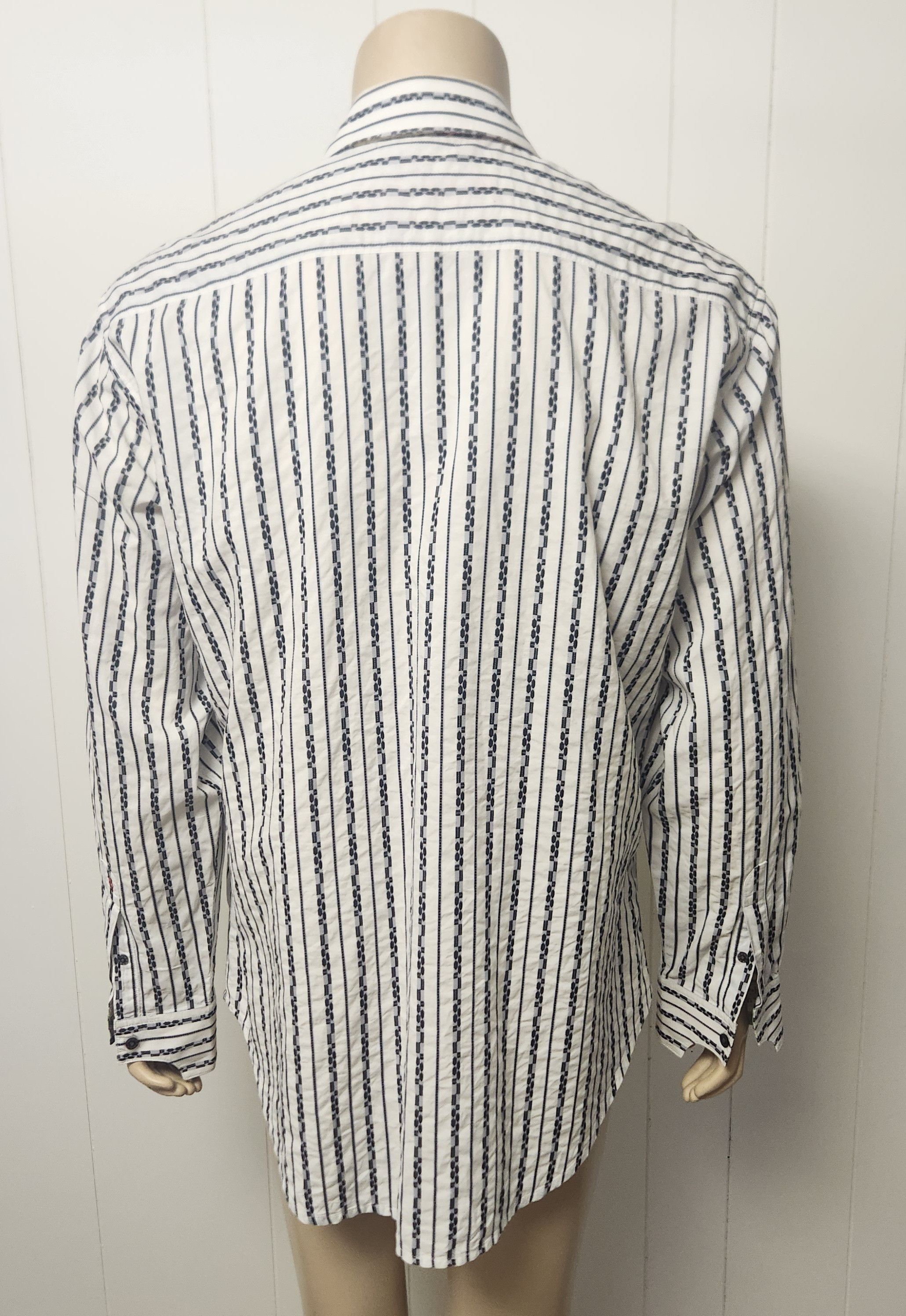 Robert Graham Robert Graham shirt XL men's black white stripe cotton Size US XL / EU 56 / 4 - 4 Thumbnail