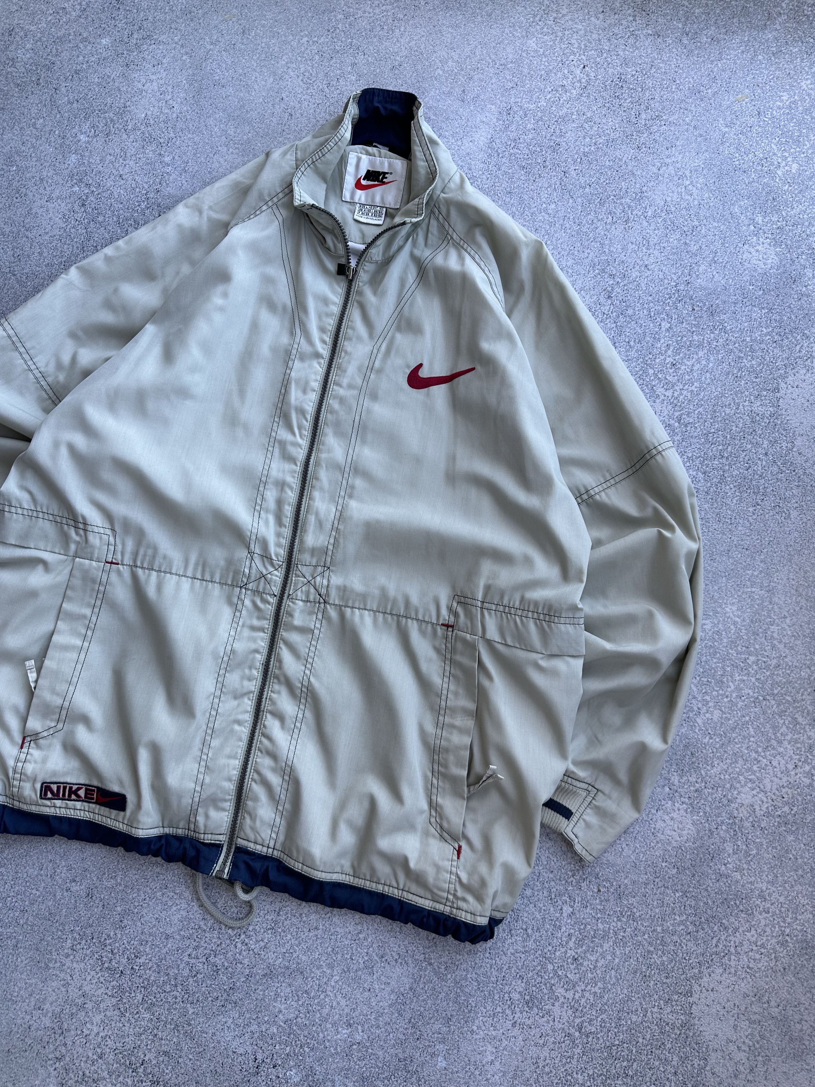 Nike × Vintage Nike Authentic Athletic Beige Vintage Track Jacket Size US L / EU 52-54 / 3 - 3 Thumbnail