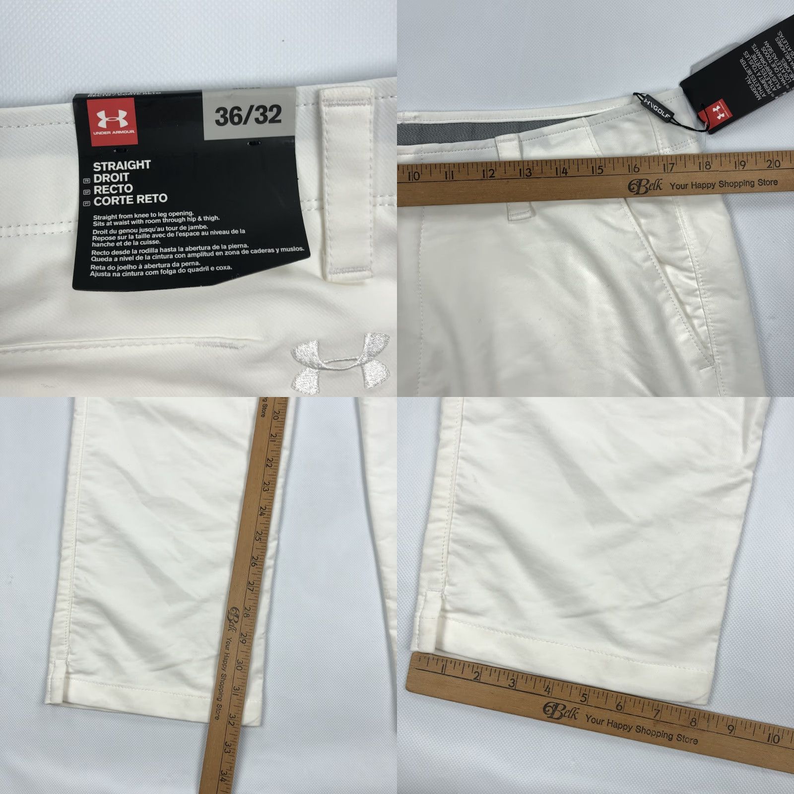 Under Armour Under Armour Men's Pants 36x32 Straight Flat Front Golf NWT White Pockets (Casual, Golf) Size US 36 / EU 52 - 8 Thumbnail