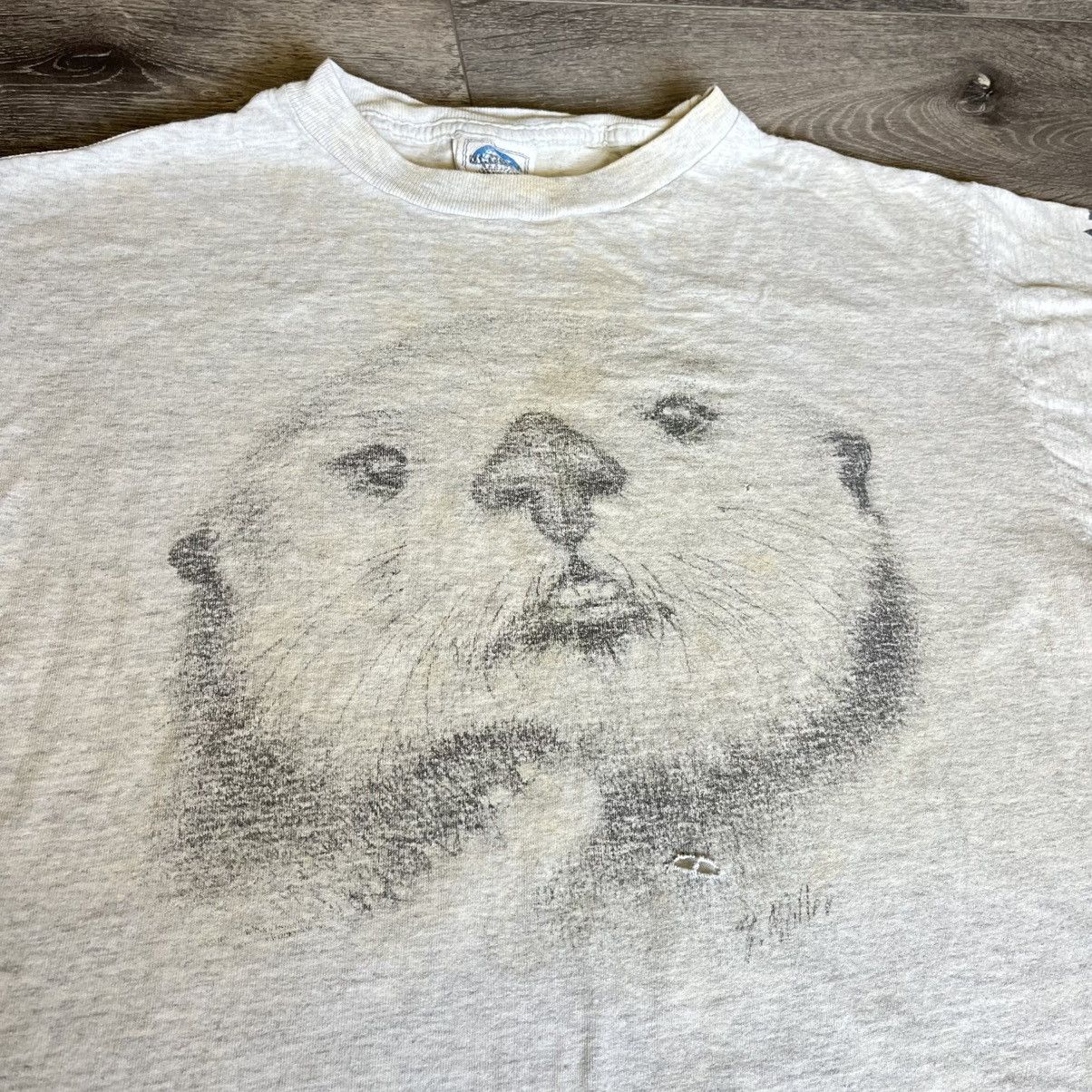 Vintage Vintage 1990s Animal World Otter Face Zoo Graphic Faded Tee Size US L / EU 52-54 / 3 - 2 Thumbnail