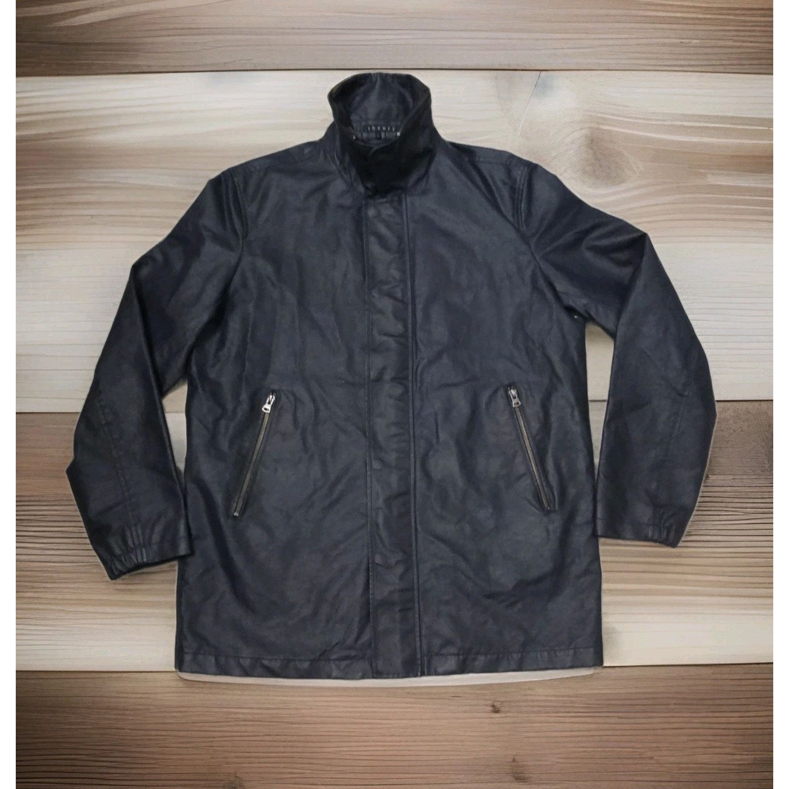 Theory Theory Men Utility Overcoat Black Waxing Cotton Blend Jacket Size US XL / EU 56 / 4 - 5 Thumbnail