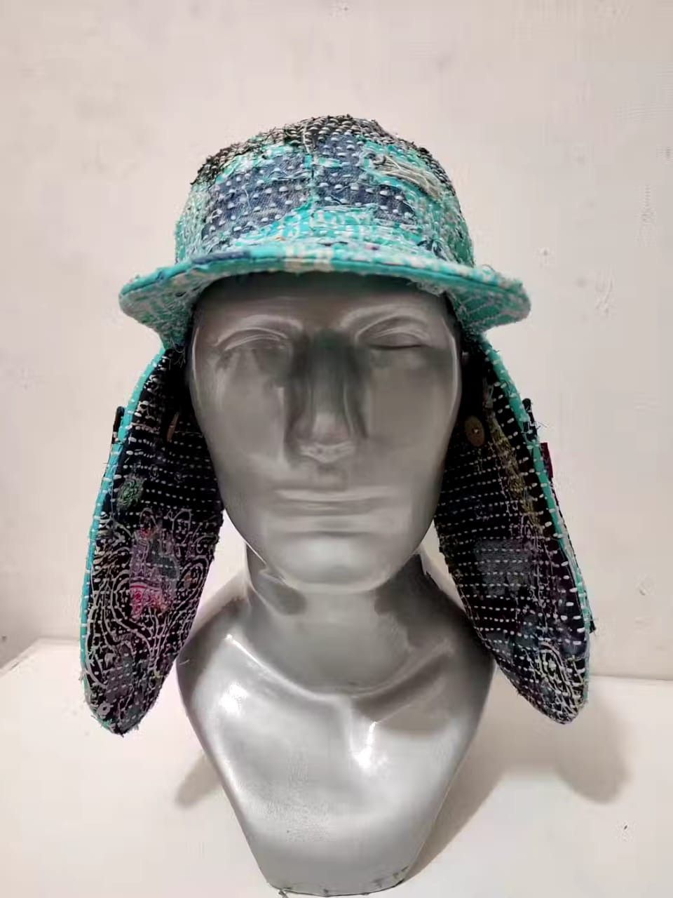 Handmade Custom Made Distressed Patchwork Trapper Ninja Hats Boro Size ONE SIZE - 14 Thumbnail