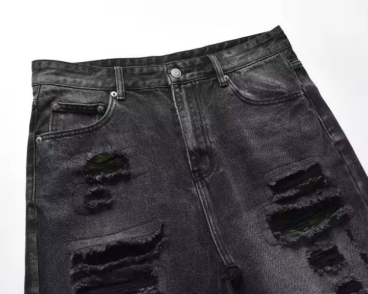Sandy Black Distressed Damaged Style Jorts Shorts