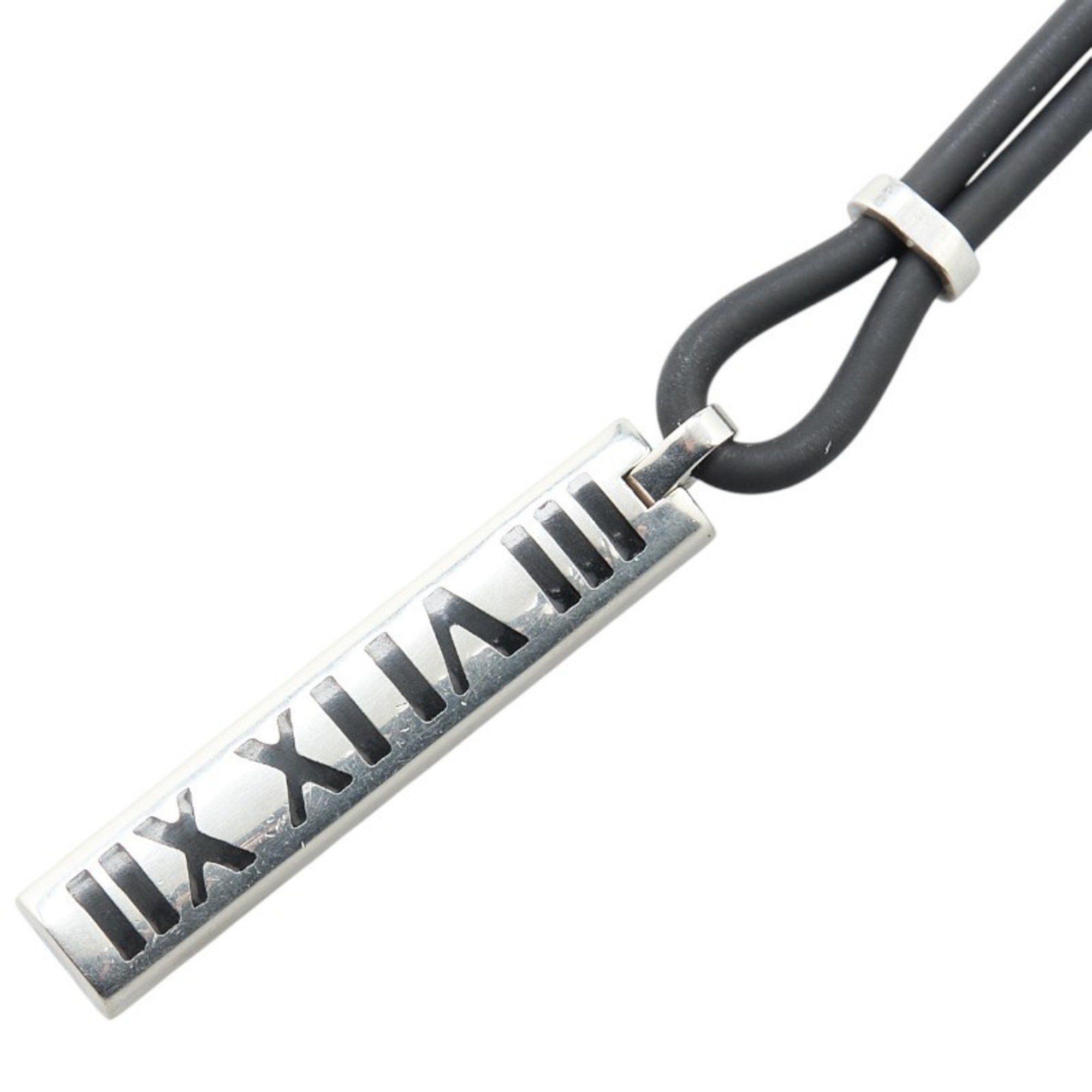 Tiffany Atlas Necklace Silver Black SV925 Rubber Women's TIFFANY&Co.